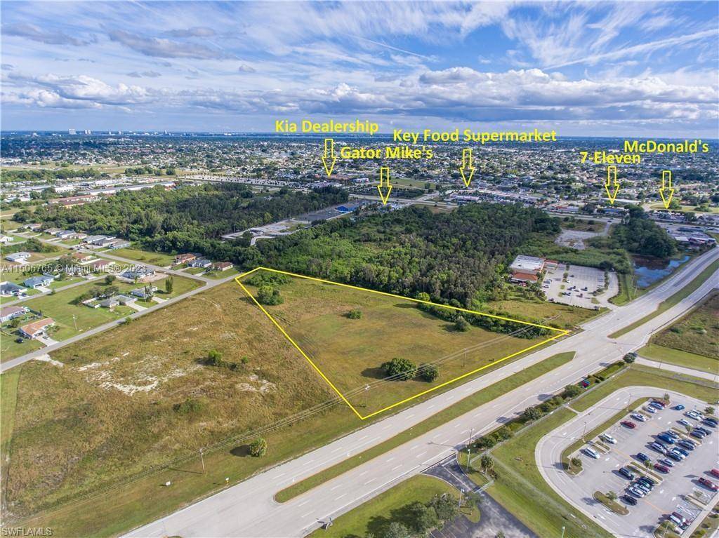 RARE OPPORTUNITY IN CAPE CORAL POSSIBLE 10 ACRES COMMERCIAL LAND ONCE COMBINED WITH ADJACENT LOT This lot is available in the heart of Cape Coral's busiest area.