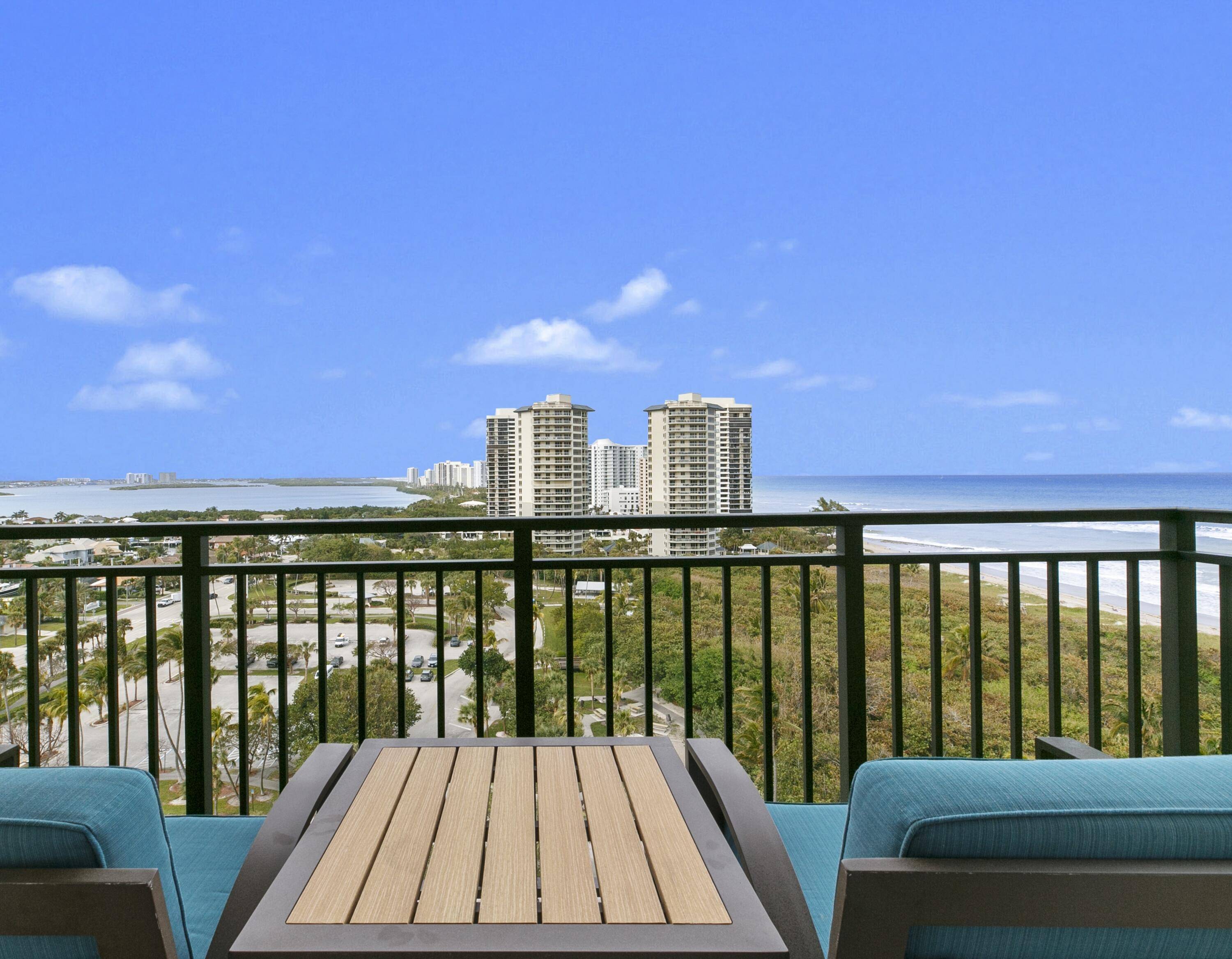 Immerse yourself in the magnificent vistas of the ocean, Intracoastal waterway, and parkland from this fully furnished 14th floor 1 bedroom, 1 bath condo, complete with a special terrace.