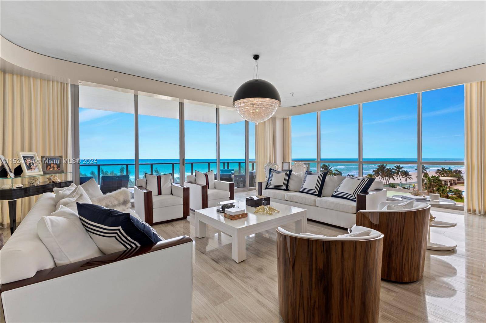 Spectacular furnished south corner residence at Mansions at Acqualina with magnificent views, upgrades and finishes.