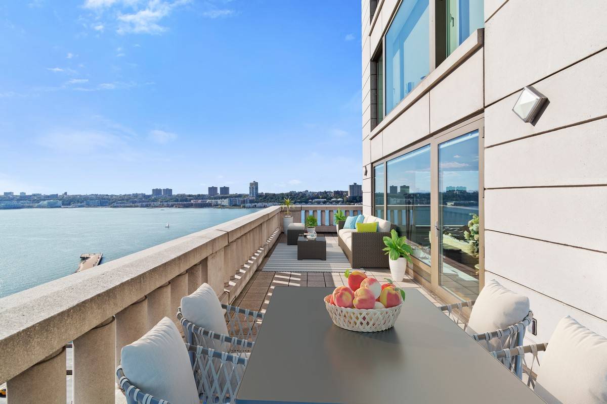 The Heritage Condominium in this gracious three bedroom, three bath residence facing the Hudson River with a glorious approx.