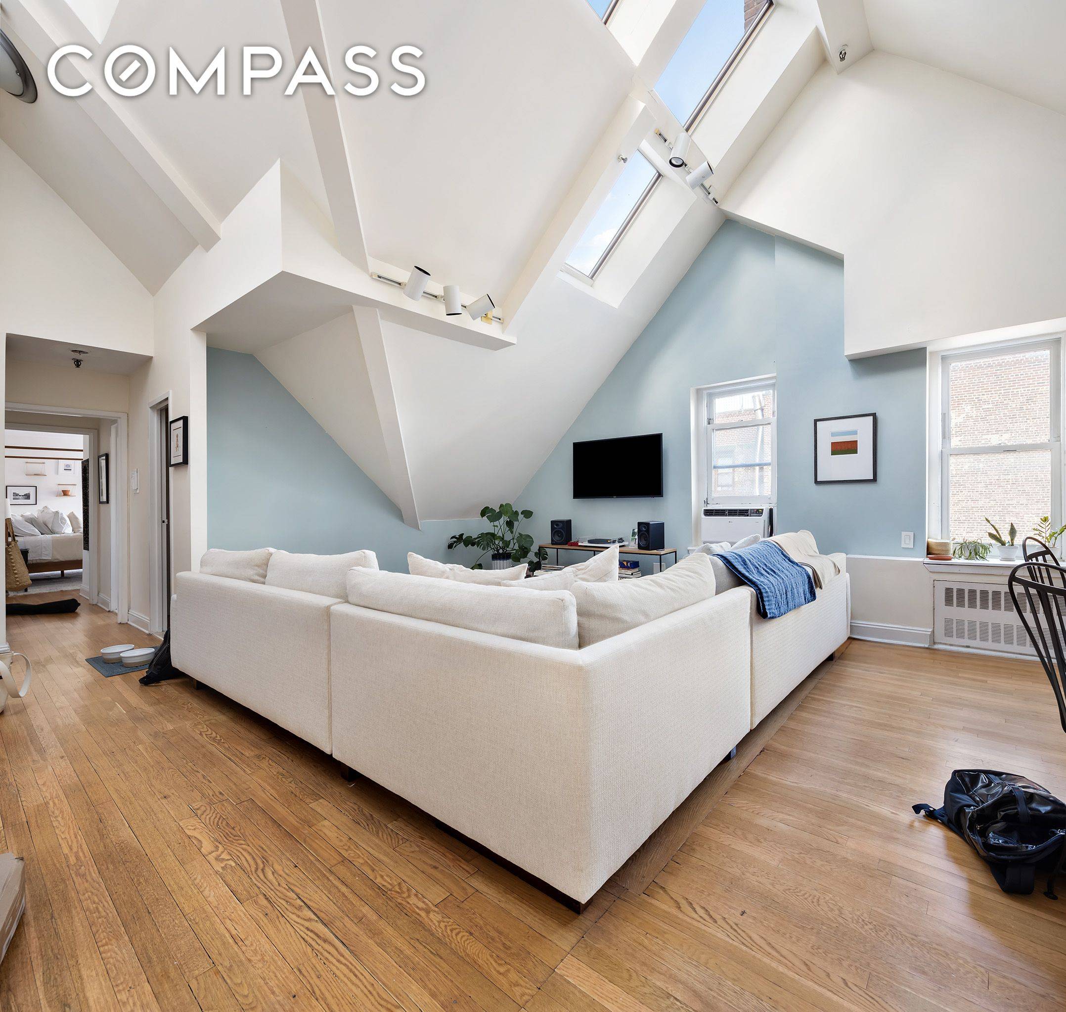 An incredible opportunity awaits in this architecturally unique Brooklyn Heights two bedroom on Montague Street.