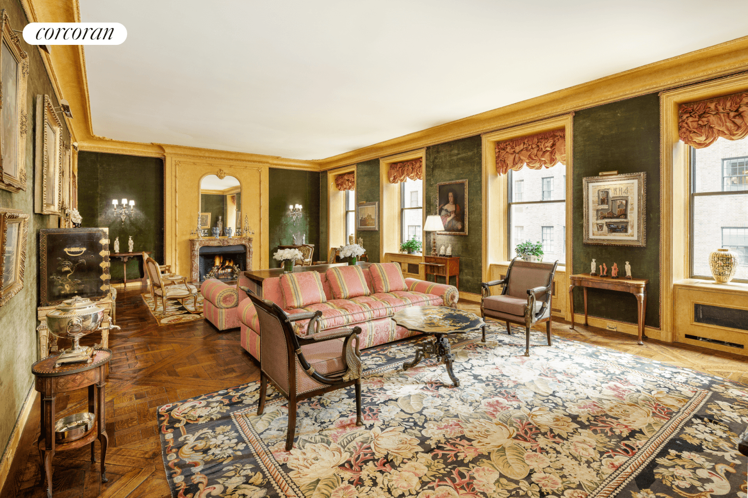 Perfectly situated in Rosario Candela's most coveted building, 740 Park Avenue, this palatial fifteen room duplex is a true architectural masterpiece.