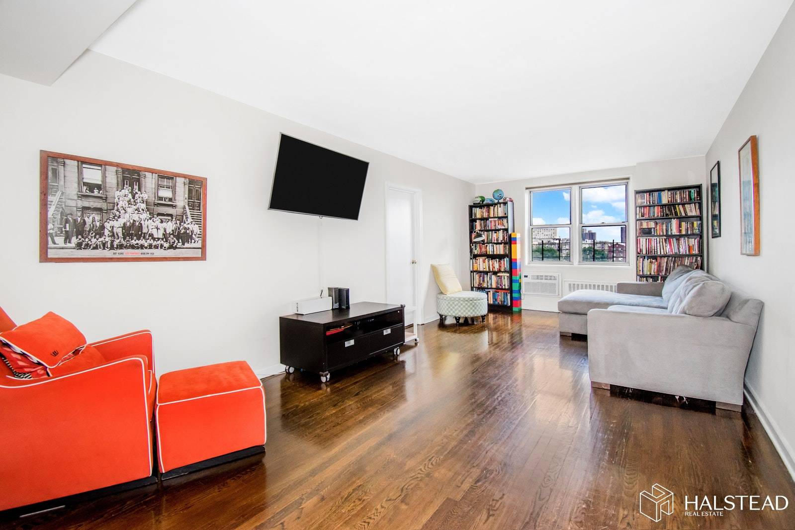 This apartment sits way a top Fort Tryon Hill and has beautiful east and north city views.