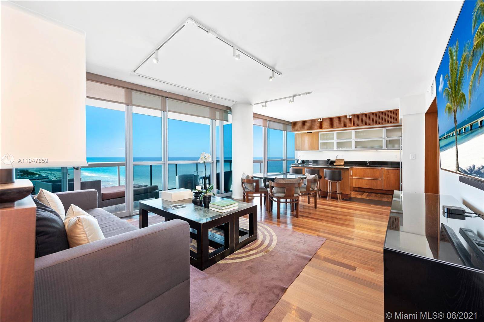 This sought after 3 bedroom hotel residence at the prestigious Setai Resort Residences features breathtaking panoramic views of the Atlantic Ocean Miami Beach coastline.