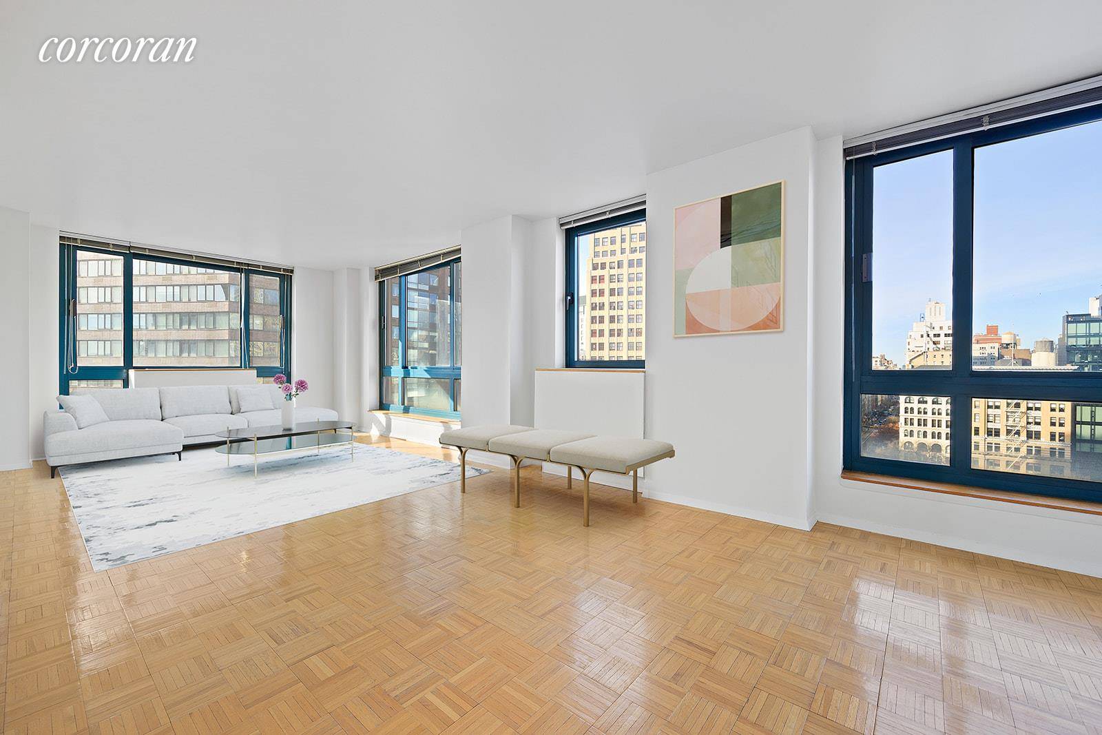 Located on the 12th floor, this corner unit is the largest One Bedroom in the building.