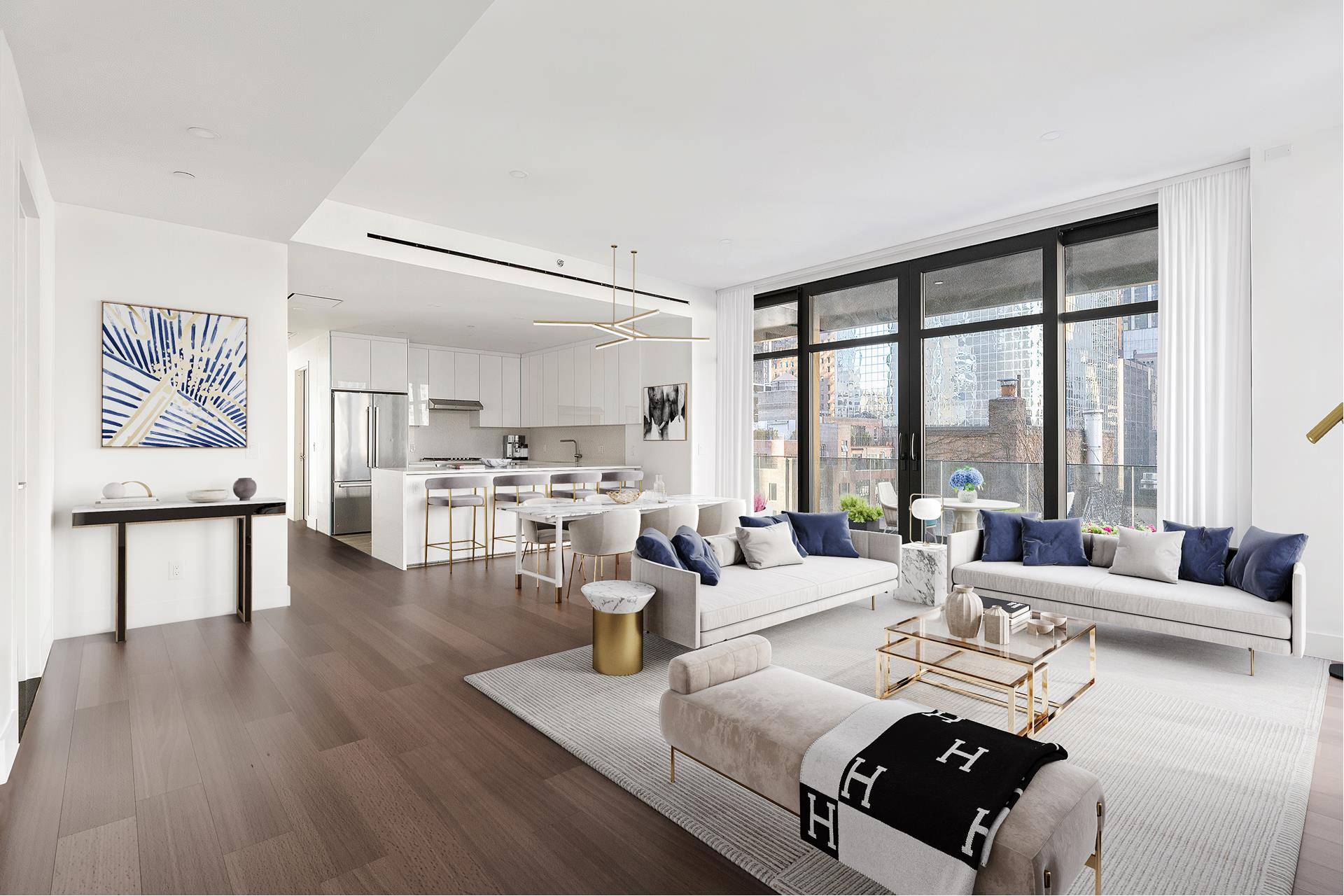 Live luxuriously in this spectacular 3 bedroom 3 bathroom Midtown East apartment with 2 fabulous outdoor spaces in the brand new boutique condominium, 249 East 50th Street.