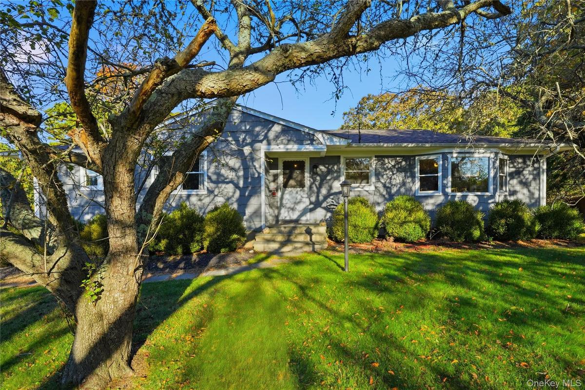 Ranch-style home featuring a front lawn