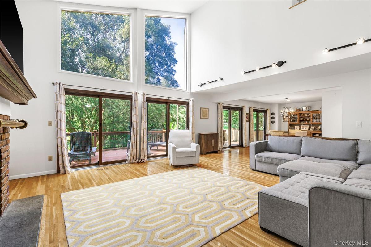 Sliding doors to deck overlooking the grounds