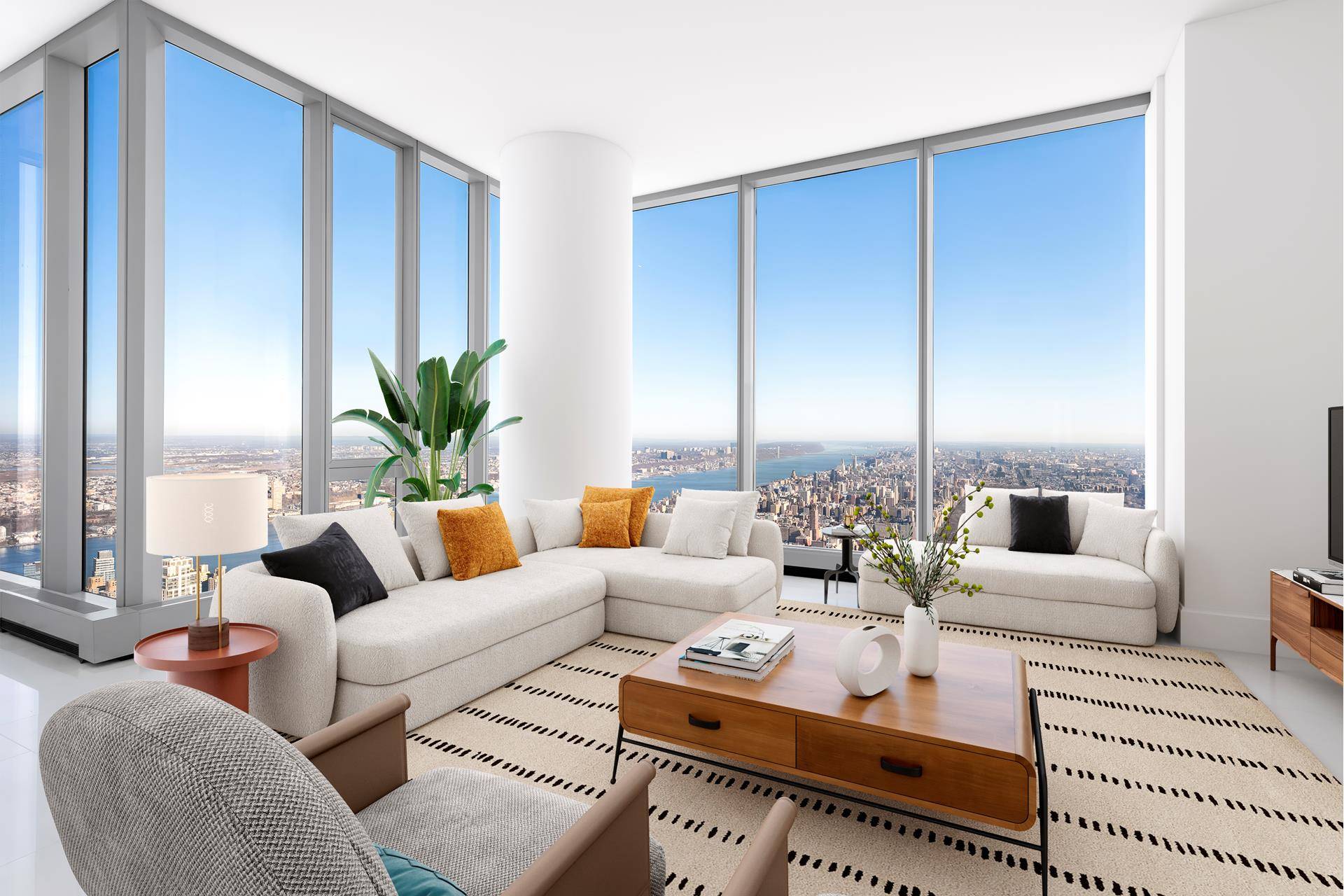 Perched 1, 000 feet above New York City, this stunning 3 bedroom, 3.