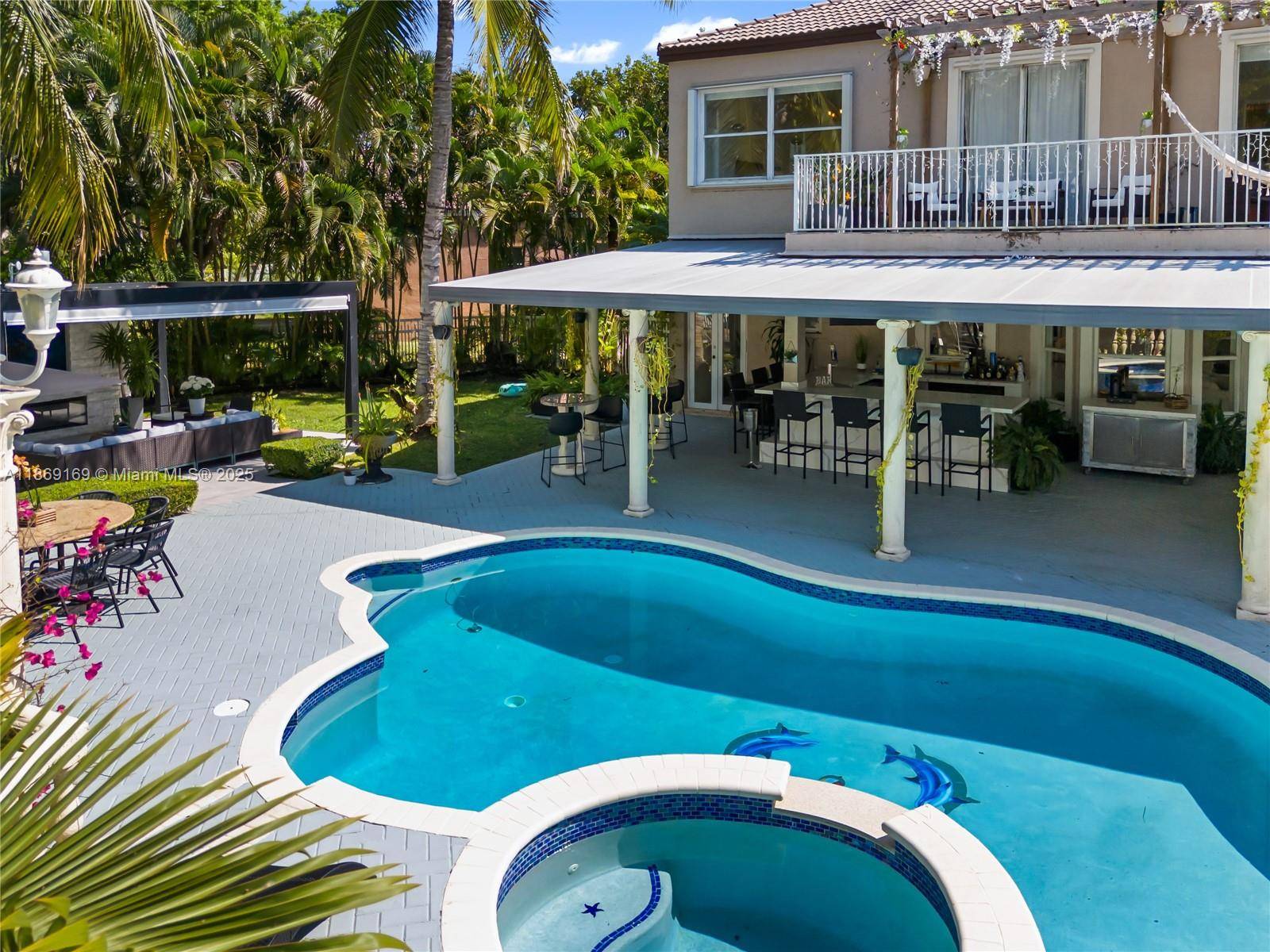 This stunning home features 5 bedrooms, 3.