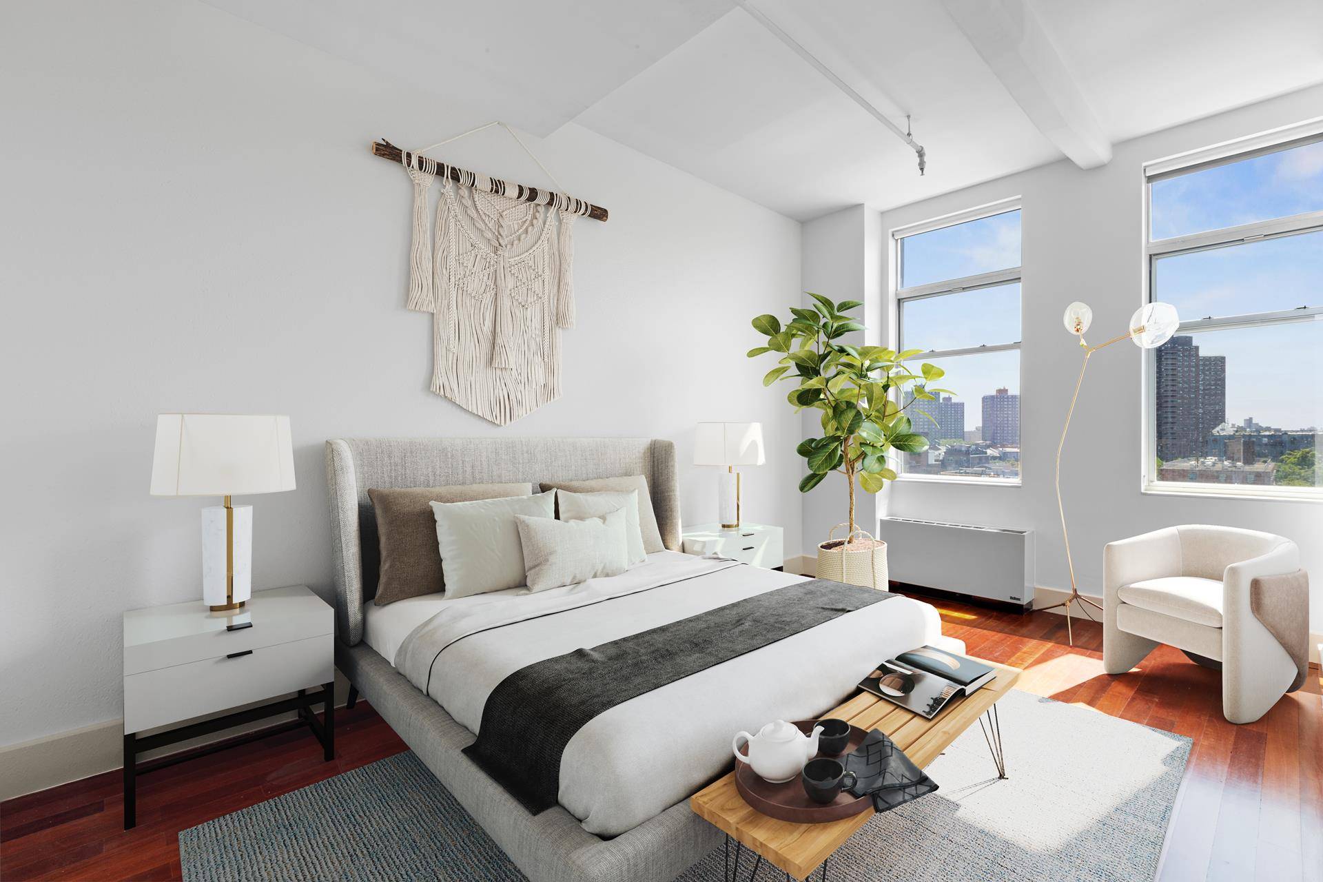 One of the largest and most luxurious true industrial loft one bed apartments in North Brooklyn awaits in Williamsburg's iconic Gretsch building, the original home to Gretsch musical instruments.
