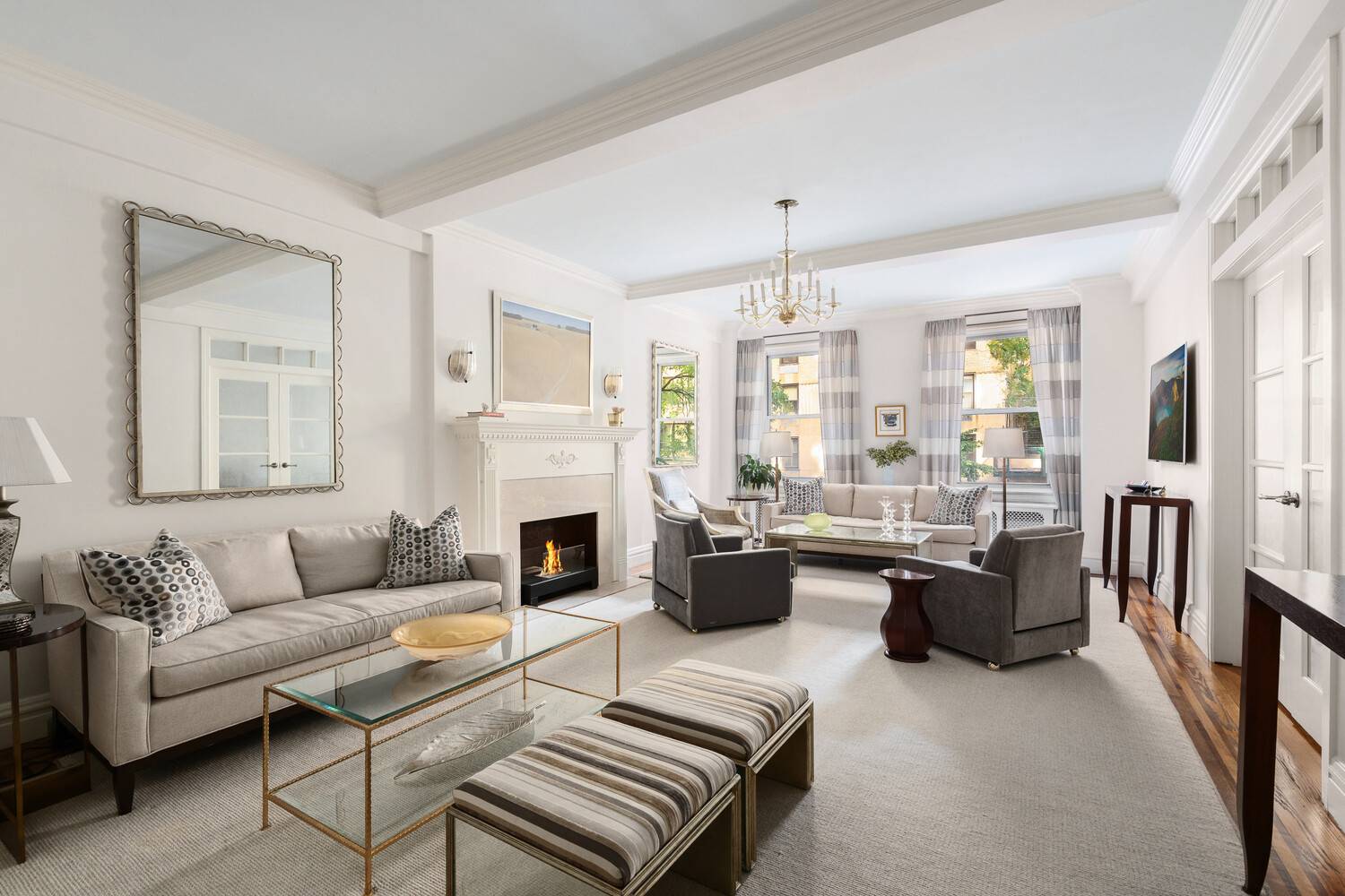 Move in ready, mint condition apartment offering 3 4 bedrooms, 3 bathrooms, grand living room, formal dining room, eat in gourmet chef's kitchen with separate bar.