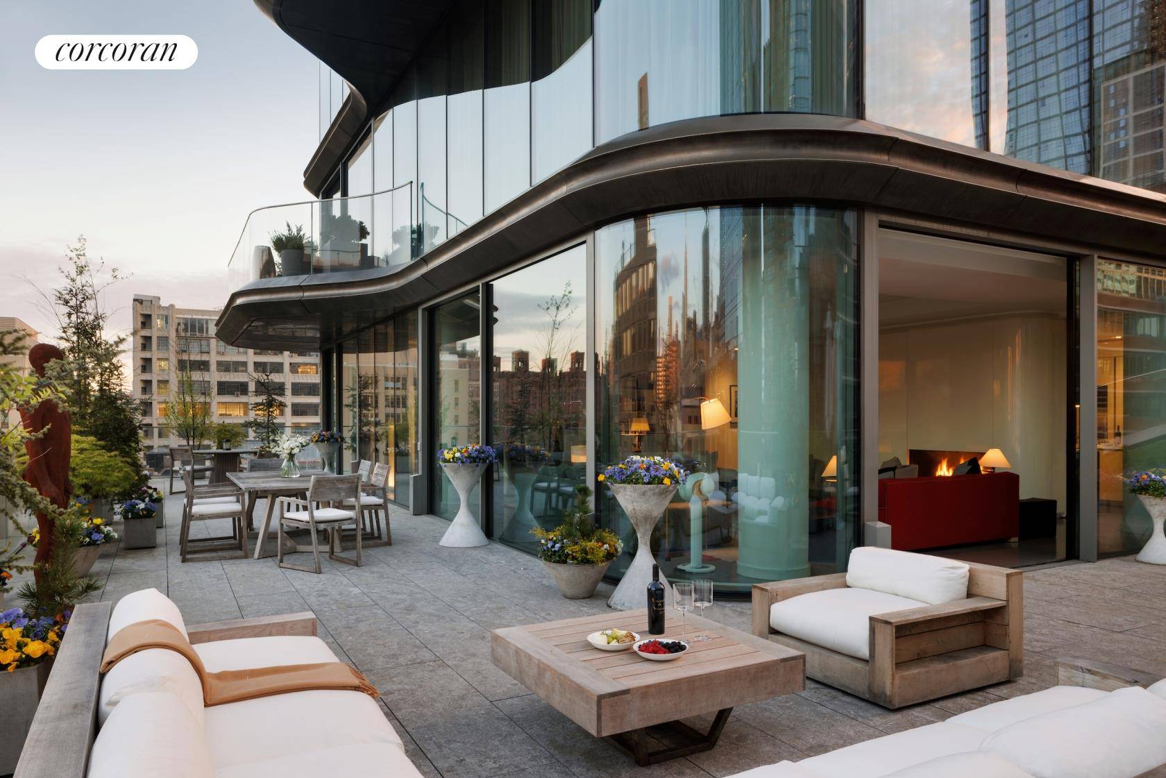 STEP OUT ONTO YOUR WRAP AROUND TERRACE from this spectacular penthouse atop Zaha Hadid Architect's only architectural work in New York.