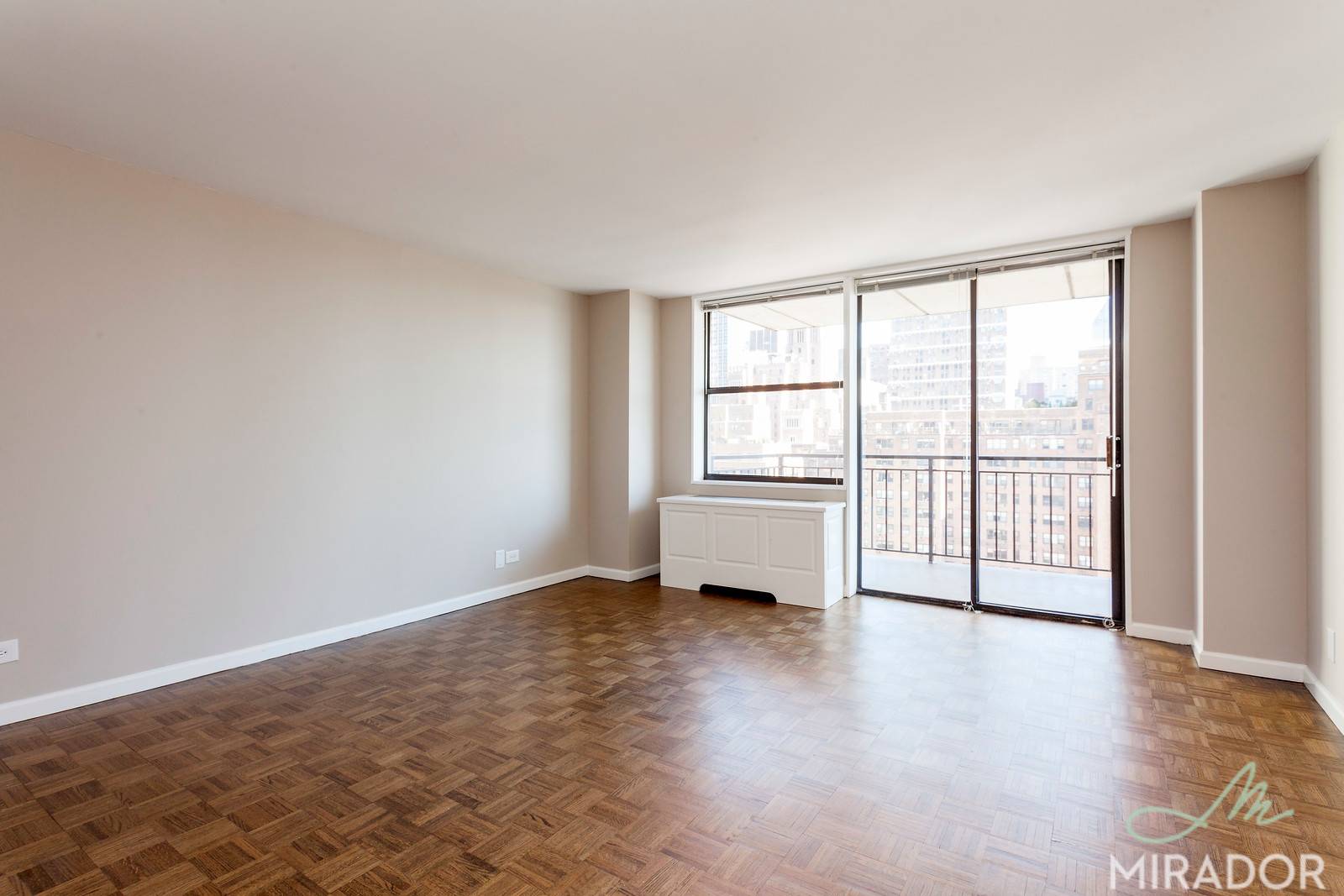 Large winged 2 bedroom 1 bath on a high floor with king sized bedrooms, great closet space and north facing balcony at New York Tower.