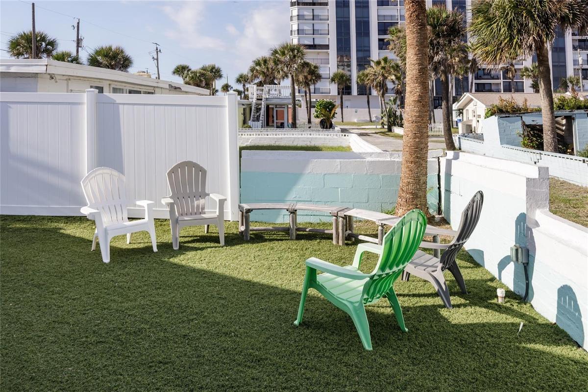 Side yard with outdoor shower