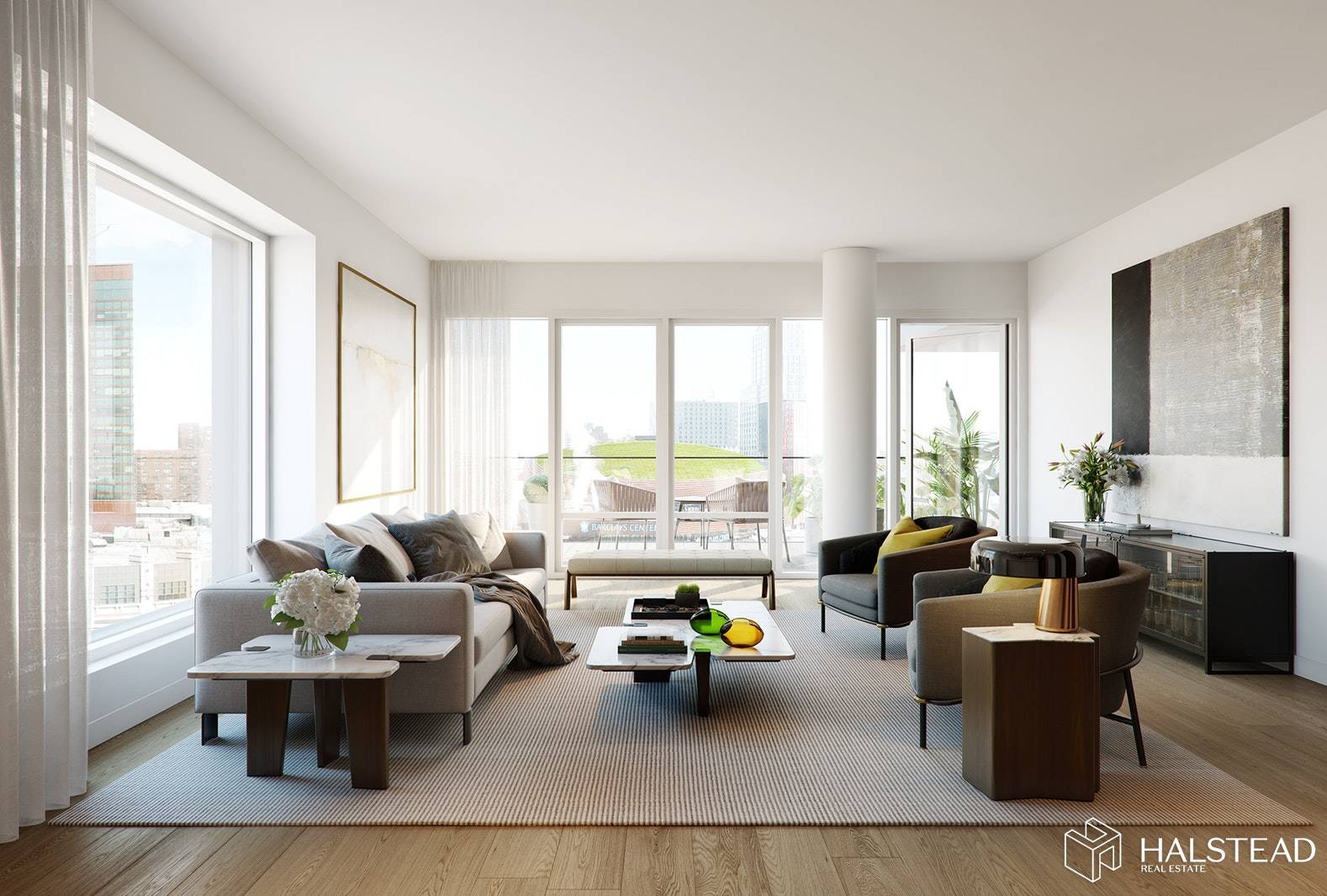 Wrapping the entire southern side of the building and basking in brilliant light, Residence 703 is an exquisitely designed, gracious 3 bedroom, 2.