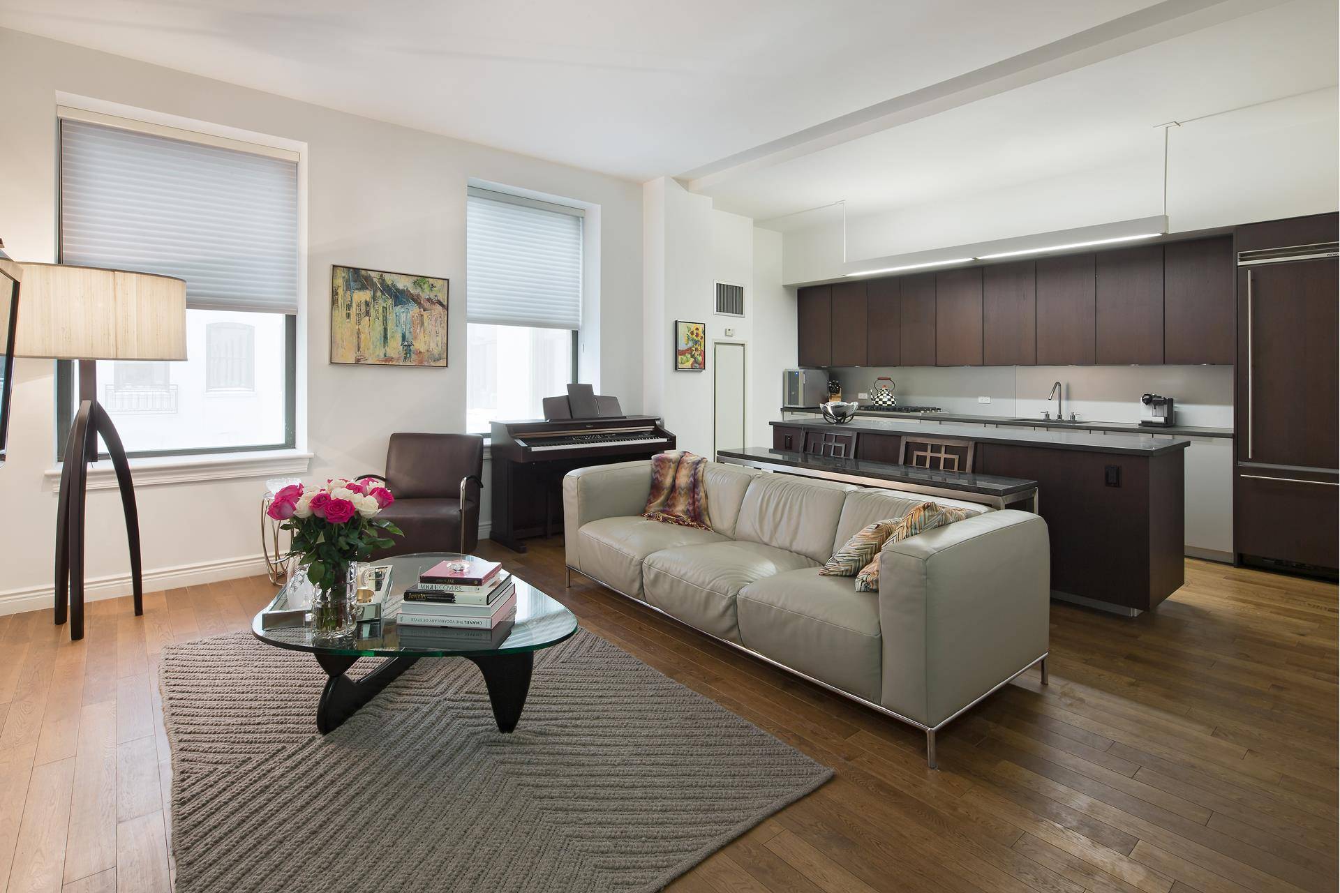 Apartment 7T's lofty open living space is as impressive as its location.