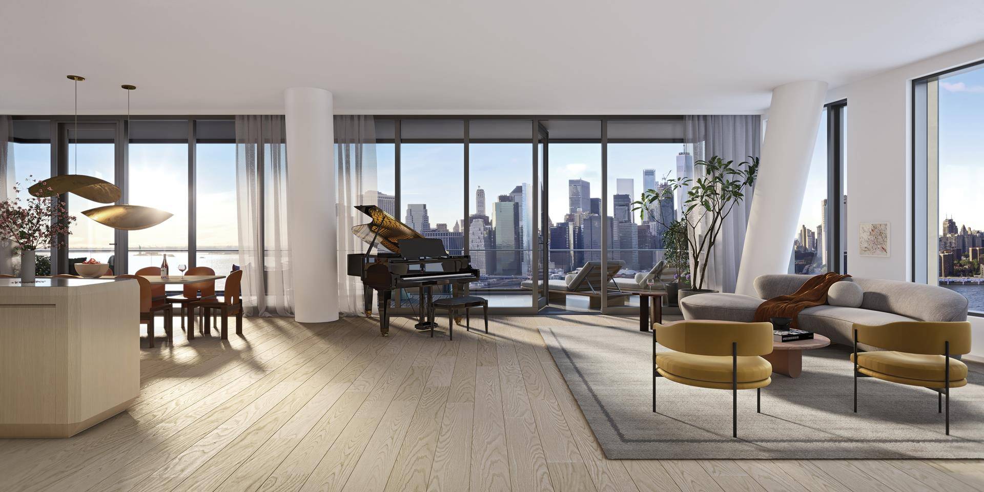 Offering views of the New York Harbor and Downtown Brooklyn, Residence 23D is the definition of reimagined luxury in the heart of Dumbo.