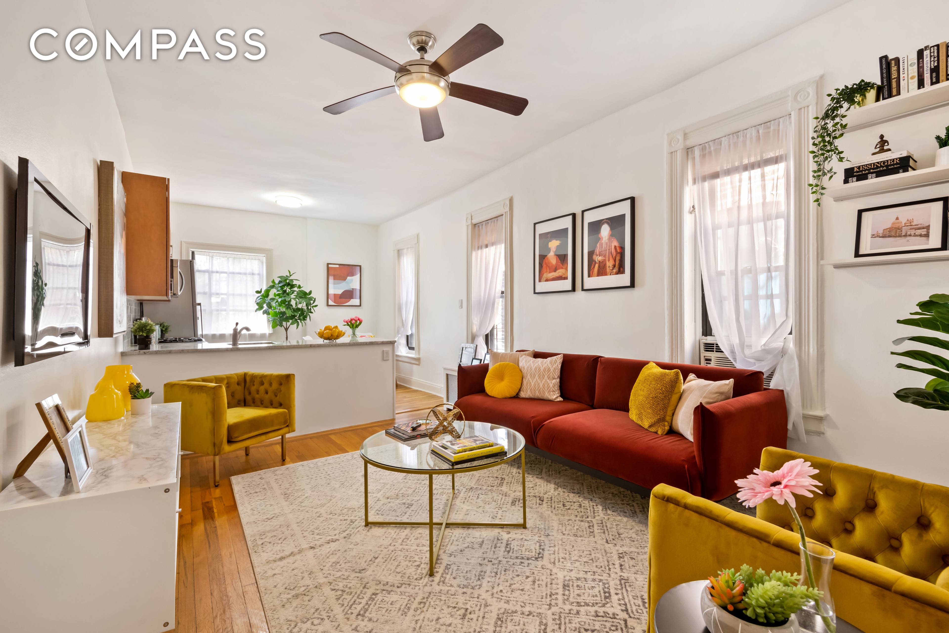 Perched on the highest floor of an elegant brownstone, this open, airy two bedroom home has all the comforts of Brooklyn brownstone living.