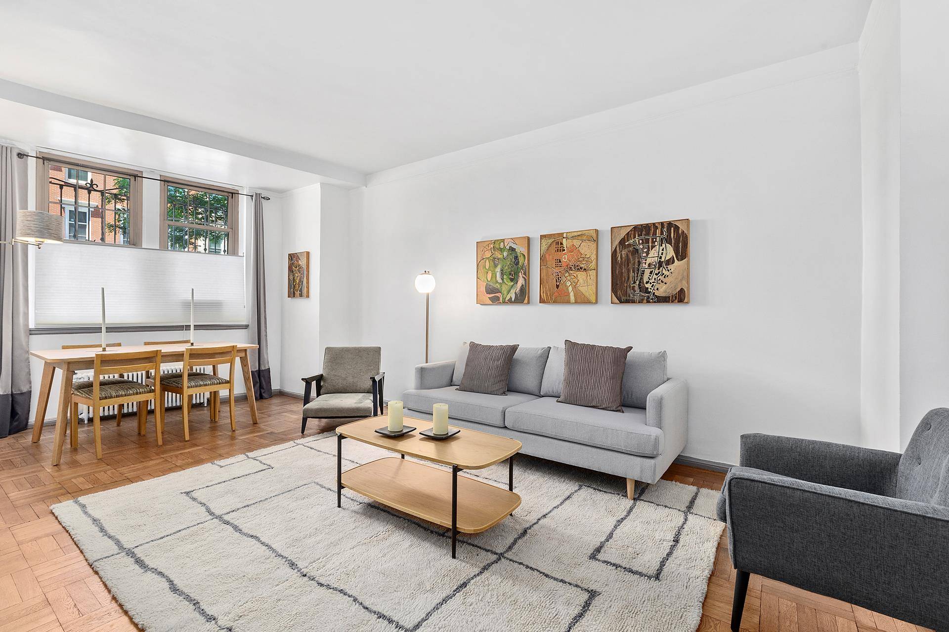 Tucked in the tranquil West Village in one of Manhattans most desirable prewar condominiums with twenty four hour doorman is this junior one bedroom gem !