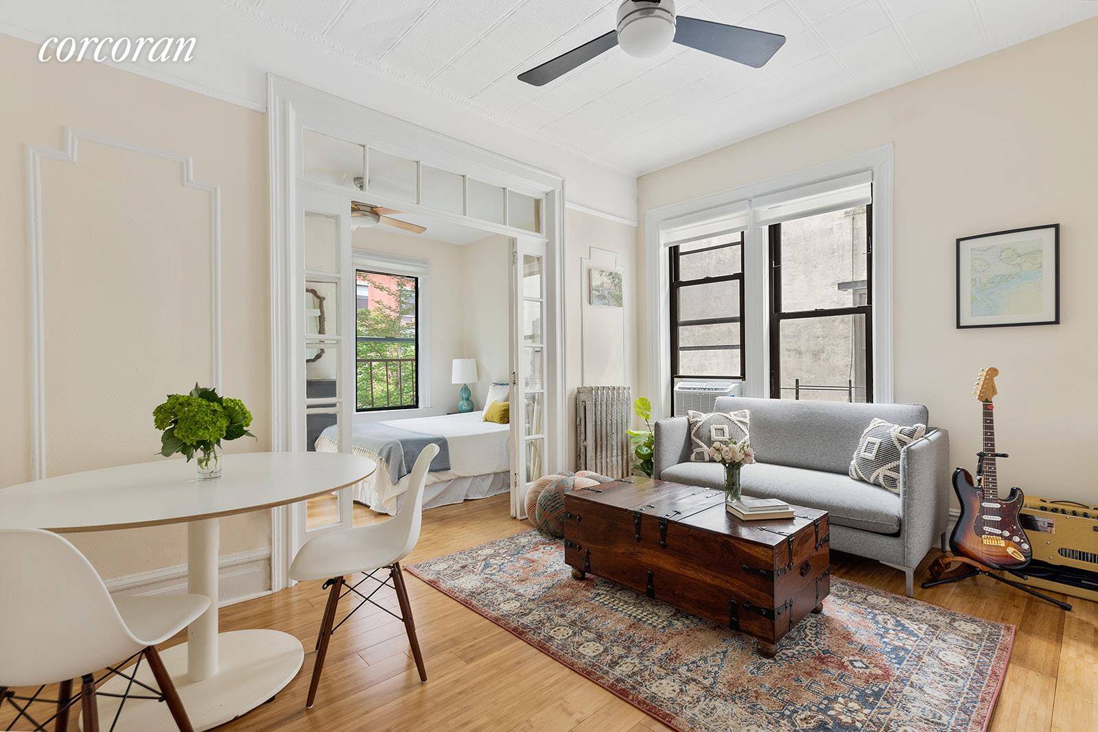 Bright and quiet, this classic pre war two bedroom coop is only one flight up, and one block from both Prospect Park and the F G train stop.