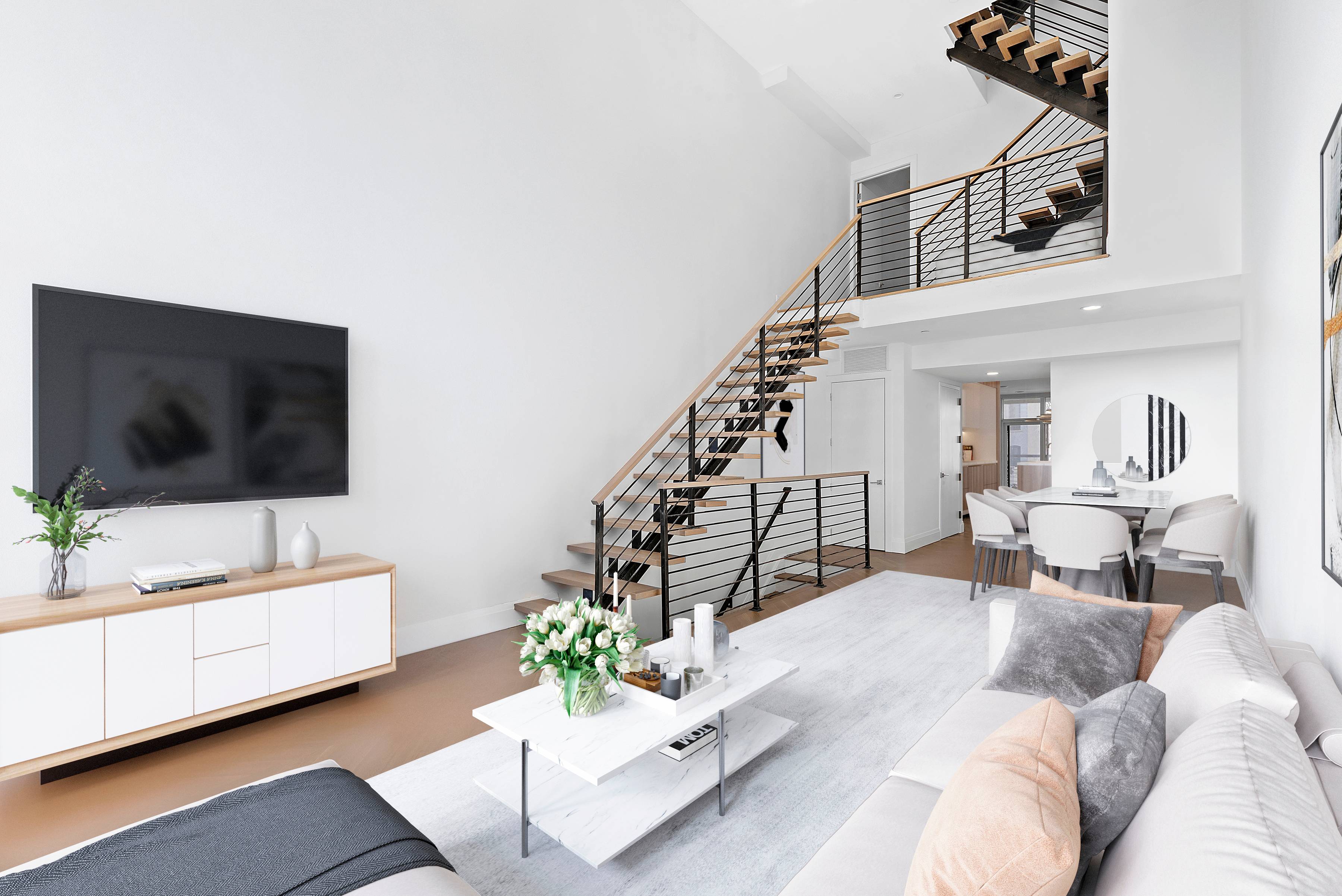 This extraordinary new construction two family building takes regal townhouse living to new heights with chic contemporary design, premium finishes, and breathtaking outdoor space on nearly every level.