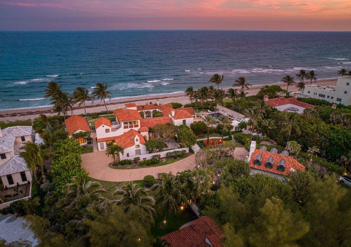 One of Gulf Stream's most iconic oceanfront estates sited on 200 of pristine pink coral sand, 2817 N.