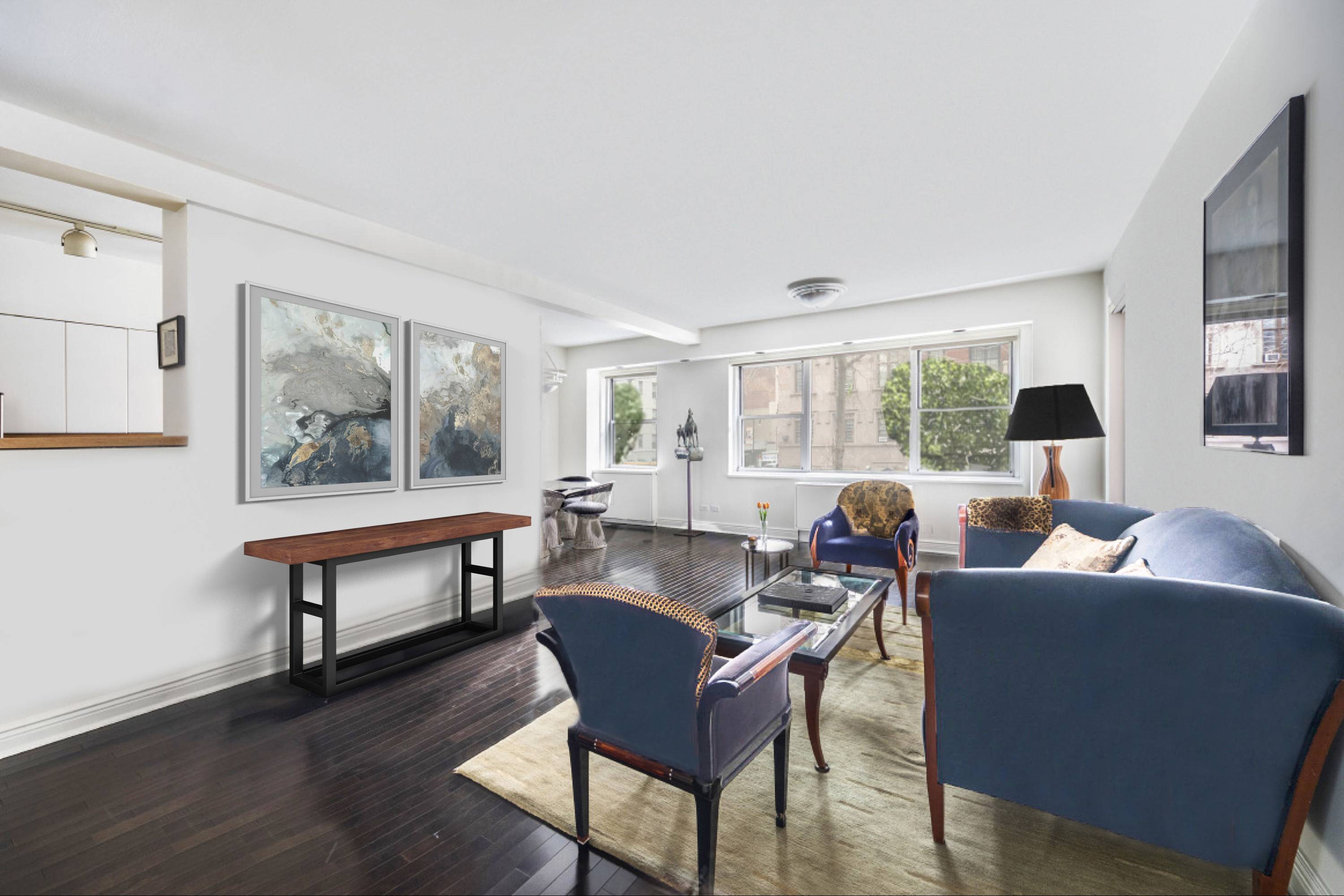 This bright oversized one bedroom, one bathroom home with a spacious balcony is now available in one of lower Fifth Avenue s most coveted buildings, The Brevoort.