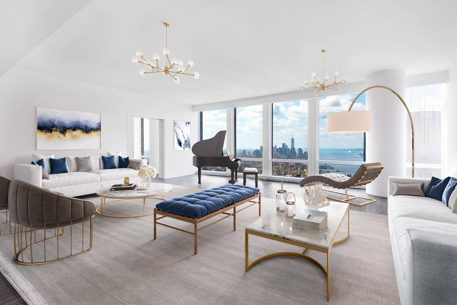 EXPERIENCE SWEEPING VIEWS OF THE HUDSON RIVER FROM THIS EXPANSIVE FIVE BEDROOM HOME SPANNING THE ENTIRE SOUTHERN FACADE OF THE BUILDING.