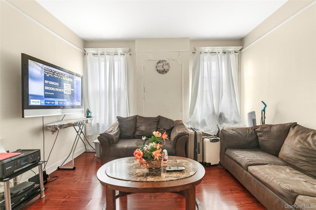 Living room with wood finished floors