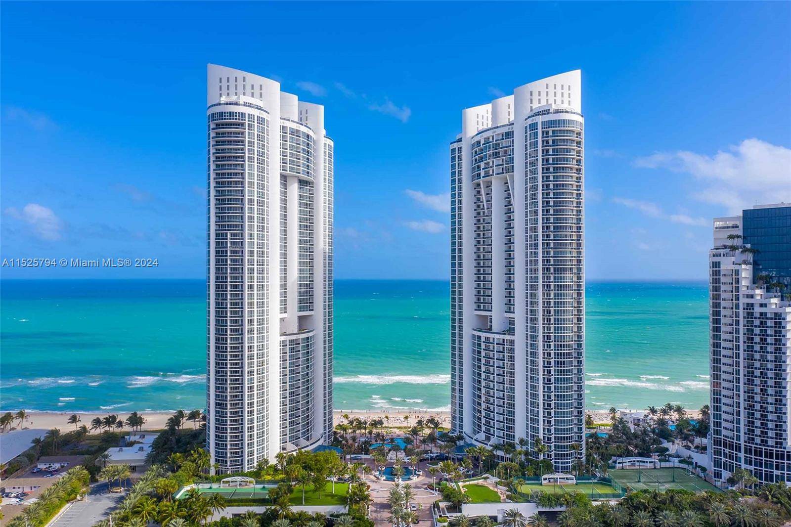 Oceanfront flow through unit at Trump Palace featuring 2 separate balconies offering panoramic ocean views to the SE direct intracoastal views to the NW.