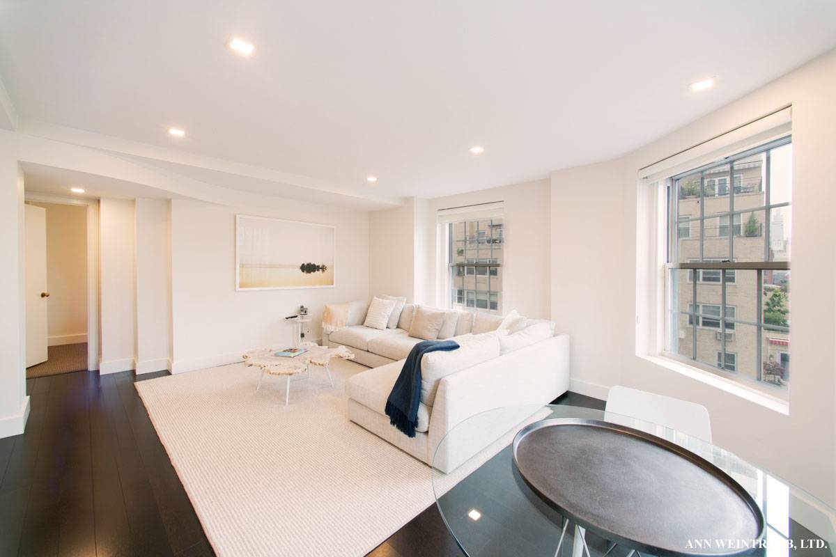 Negotiable ! Beautiful, designer renovated, corner two bedroom, two full bath apartment located on a high floor at One Fifth Avenue, the landmark, coveted building on lower Fifth Avenue.