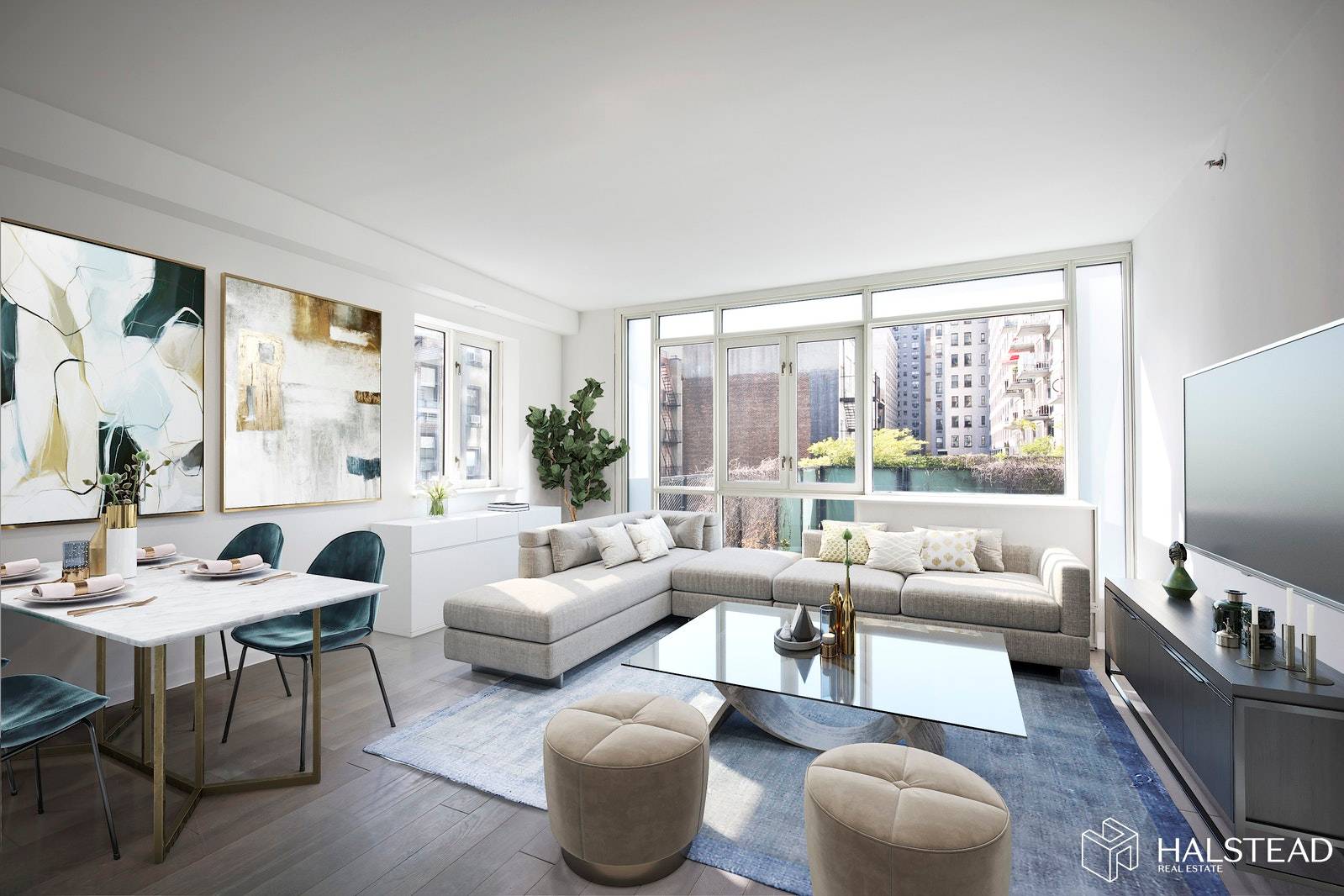 This new, spacious condominium at The Coda is open and bright.