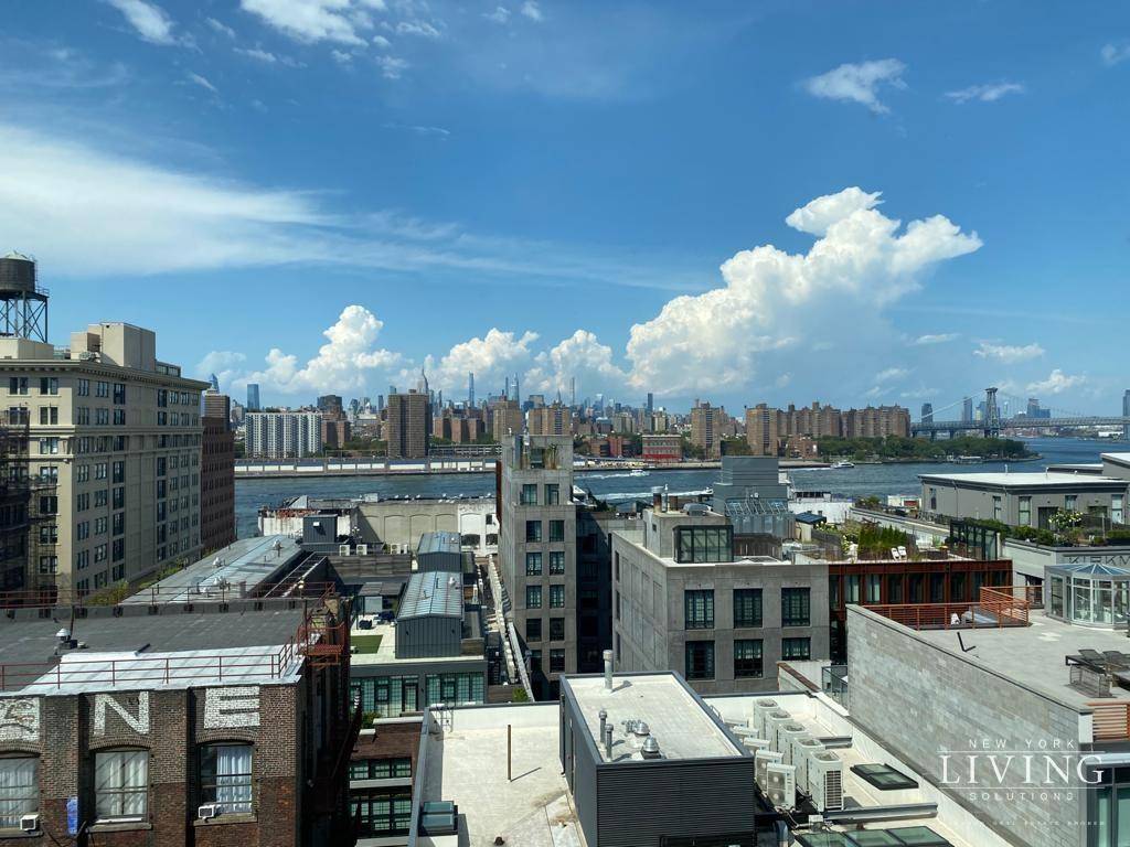 LOWEST PRICED HIGH FLOOR 3 bedroom 2 full baths with direct Water, Manhattan and Williamsburg uninterrupted views of The River, Manhattan Bridge and the skyline.