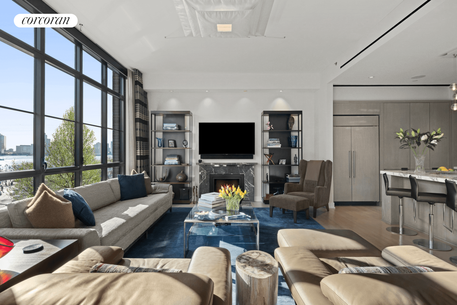 Exciting cityscape and Hudson River views fill every room of this luxurious three bedroom, three and a half bathroom condominium featuring sun kissed designer interiors in a boutique doorman building, ...
