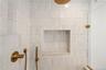 Bathroom view of tiled shower
