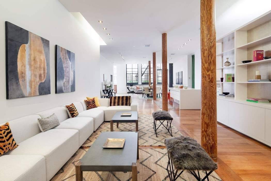 This stunning, sprawling full floor loft features 3 4 bedrooms, 3 bathrooms, an enormous living dining space centered around a beautiful, open kitchen equipped with top of the line appliances.