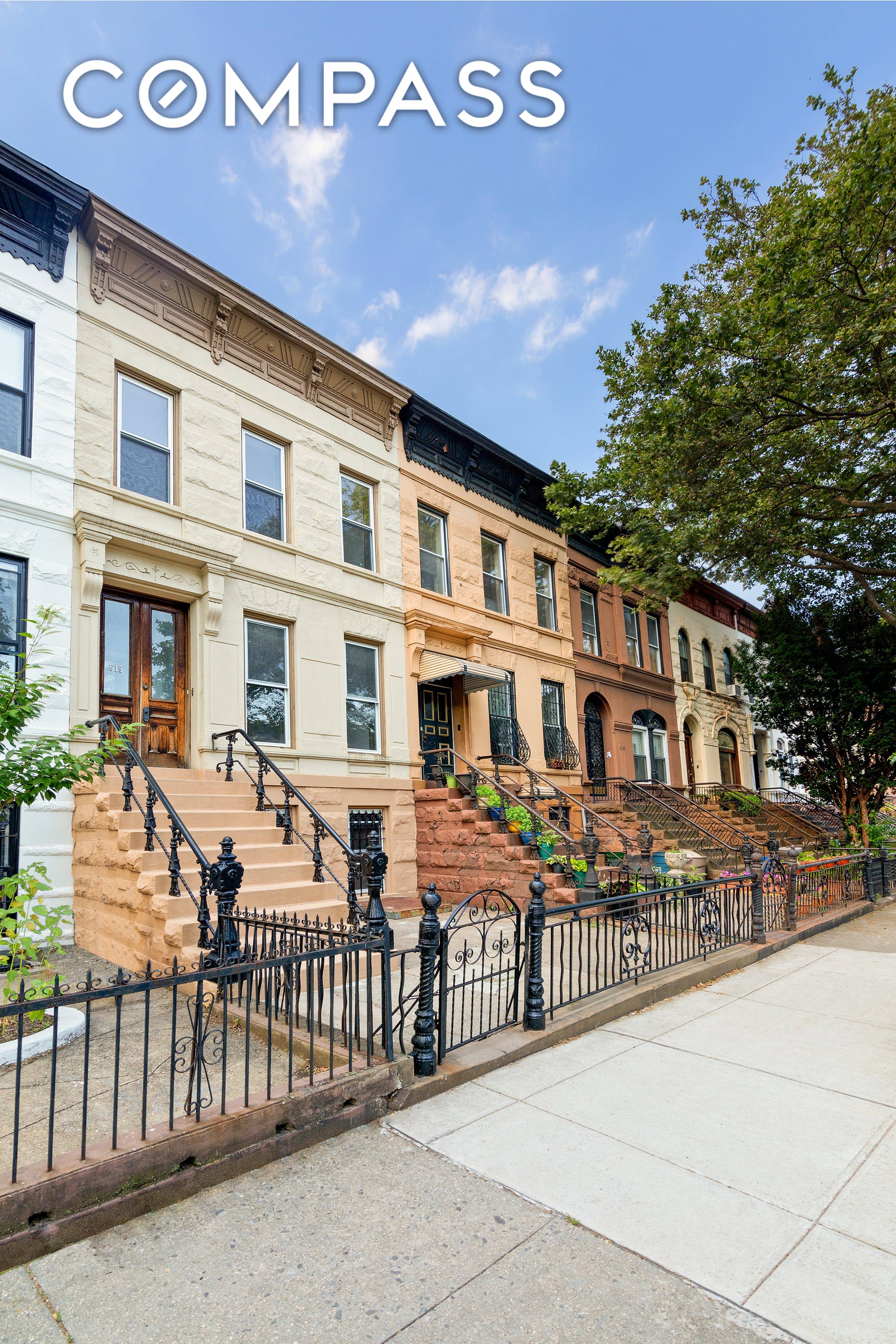 NO FEE ! Move right in ! A rare find in Bedford Stuyvesant, 615 Macdonough Street offers a single family townhouse on a beautiful tree lined block.