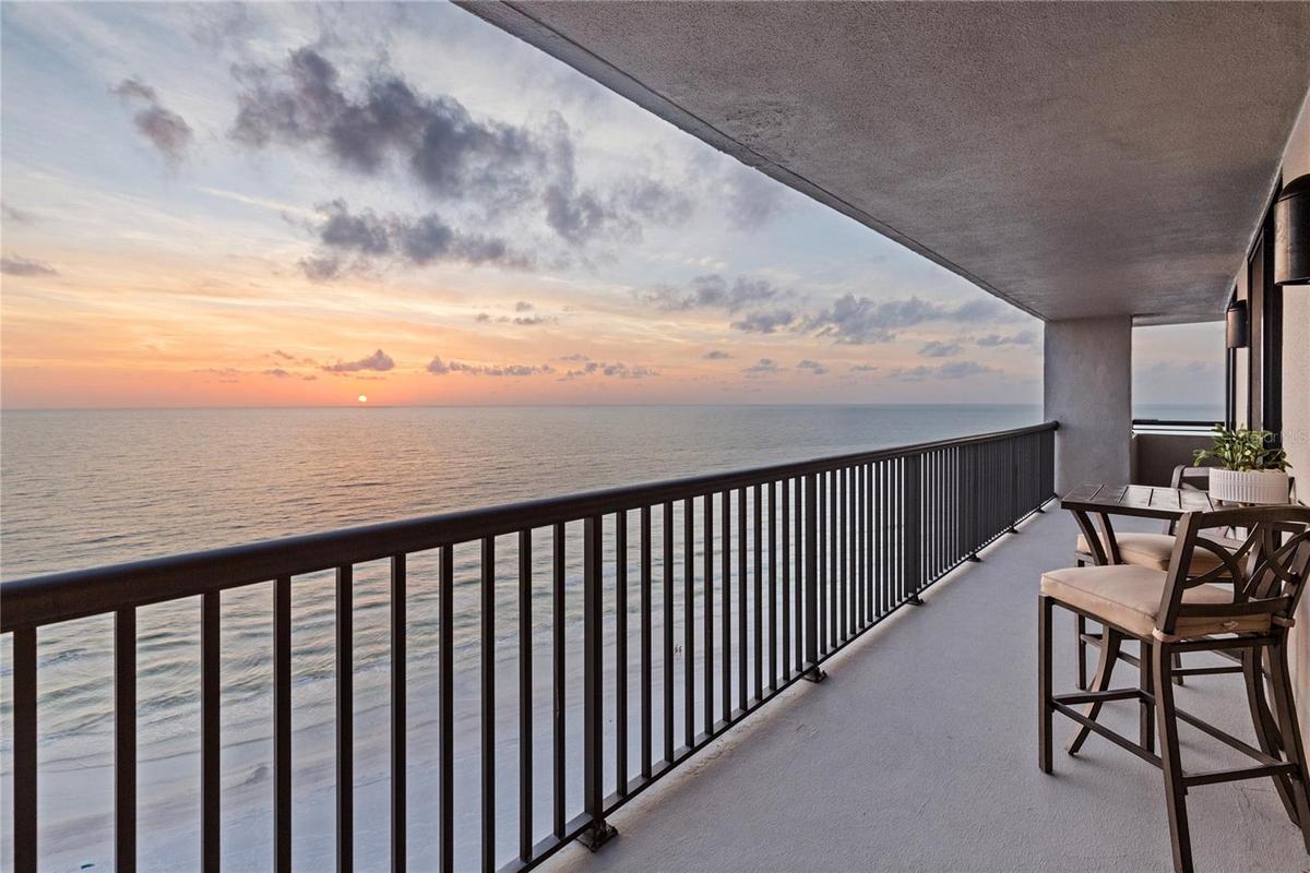 A glorious sunset view from the wrap-around terrace at PH1