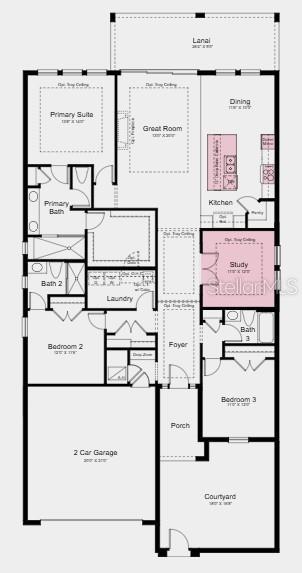Additional Highlights Include: Tray ceiling pkg, 10' ceilings, pavers at lanai, 8' interior doors, pre-plumb water softener loop, and extended tile fl