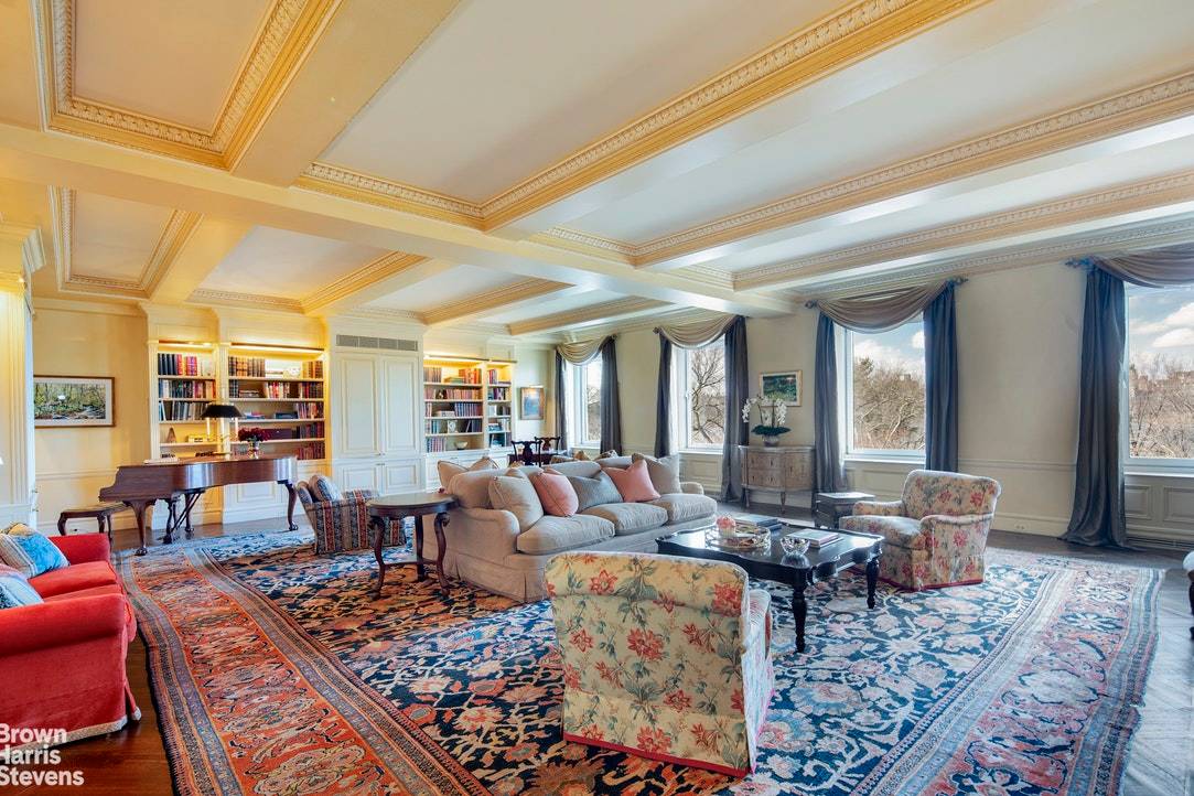 This extremely generous, enormously elegant five bedroom plus library apartment features 63 feet of Fifth Avenue frontage overlooking the Jaqueline Kennedy Onassis Reservoir.