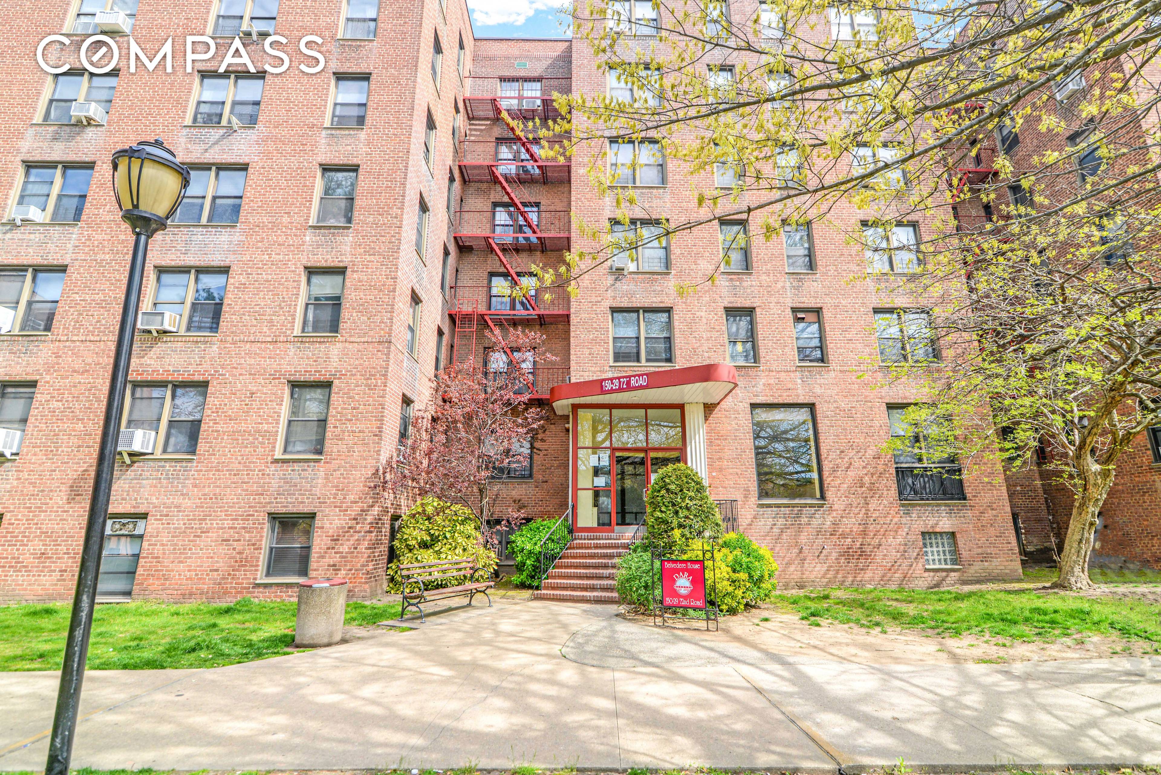 Located in 24 hours Gated Coop community of Kew Garden Hills, Southern Exposure Sunny apartment, hardwood flooring and updated kitchen with Stainless Steel appliances, price includes 1 assigned indoor parking.