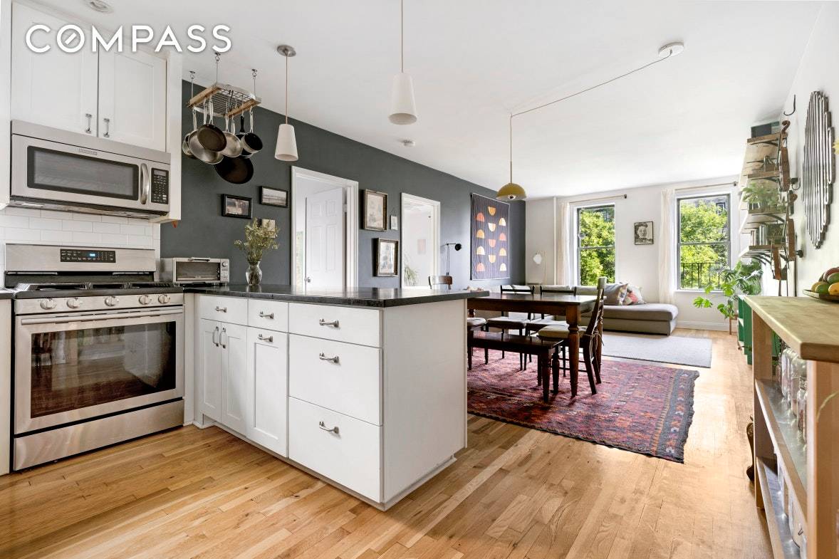 This beautiful, spacious 3 bedroom 1 bath coop feels incredibly welcoming, due to the stylish improvements and artisanal elements found throughout.
