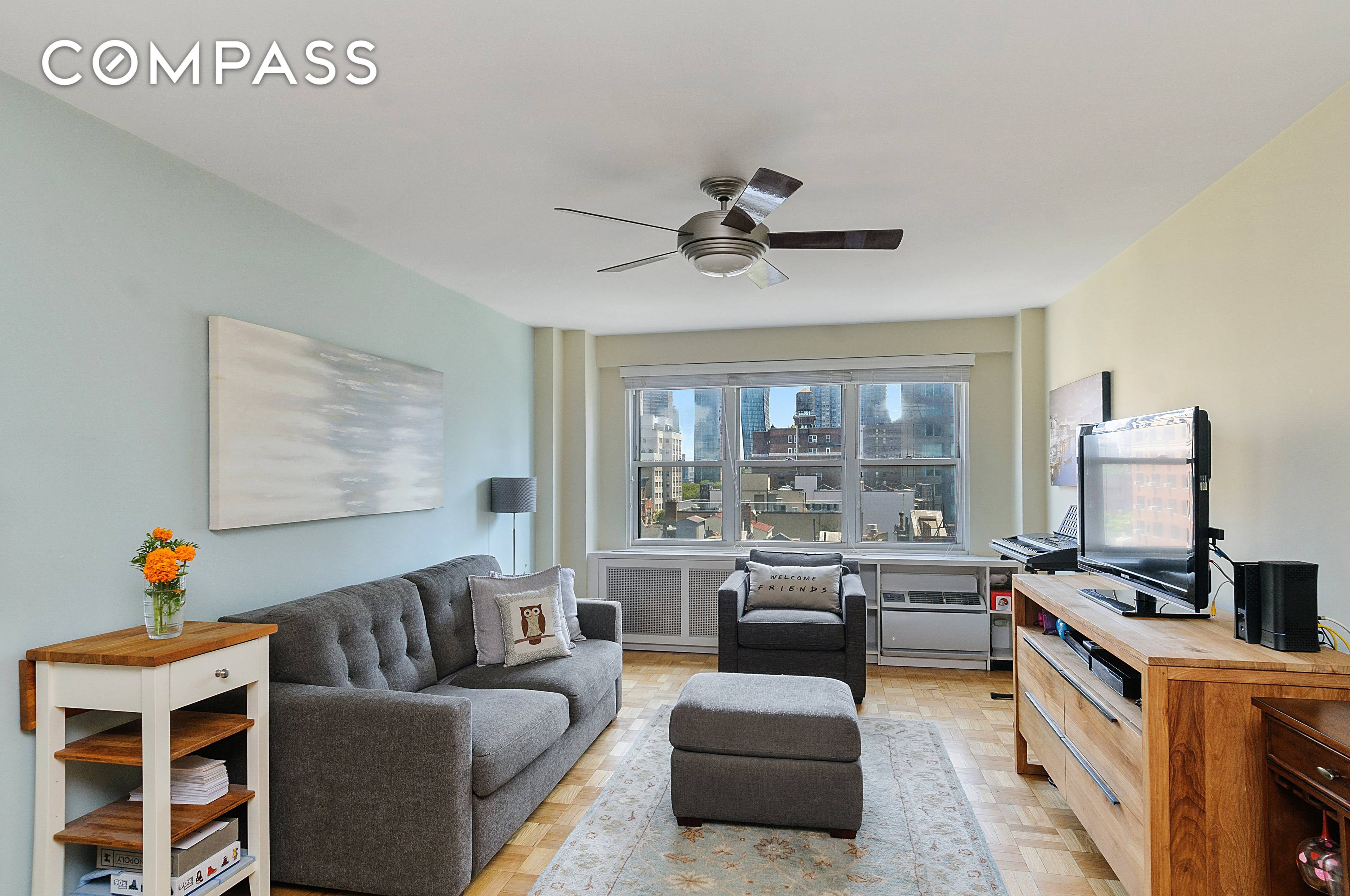 Space, light and open city vista are some of the many impressive features of this expansive 1 bedroom home, easily convertible into a 2 bedroom unit.