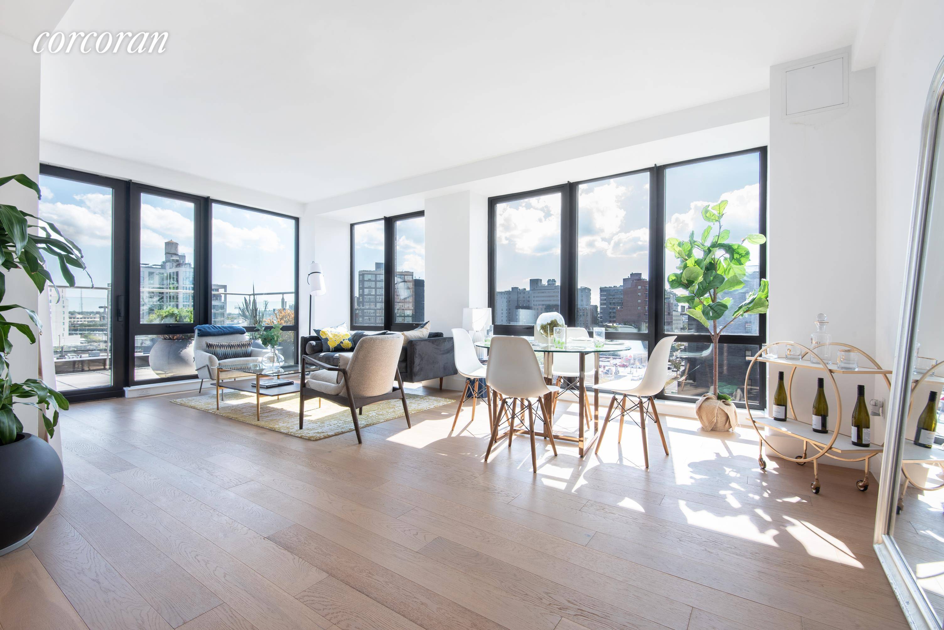 Residence 7B at The Bond is a spectacular corner living room unit with three bedrooms, two baths, 1, 390 interior square feet and an expansive terrace consisting of 172 exterior ...