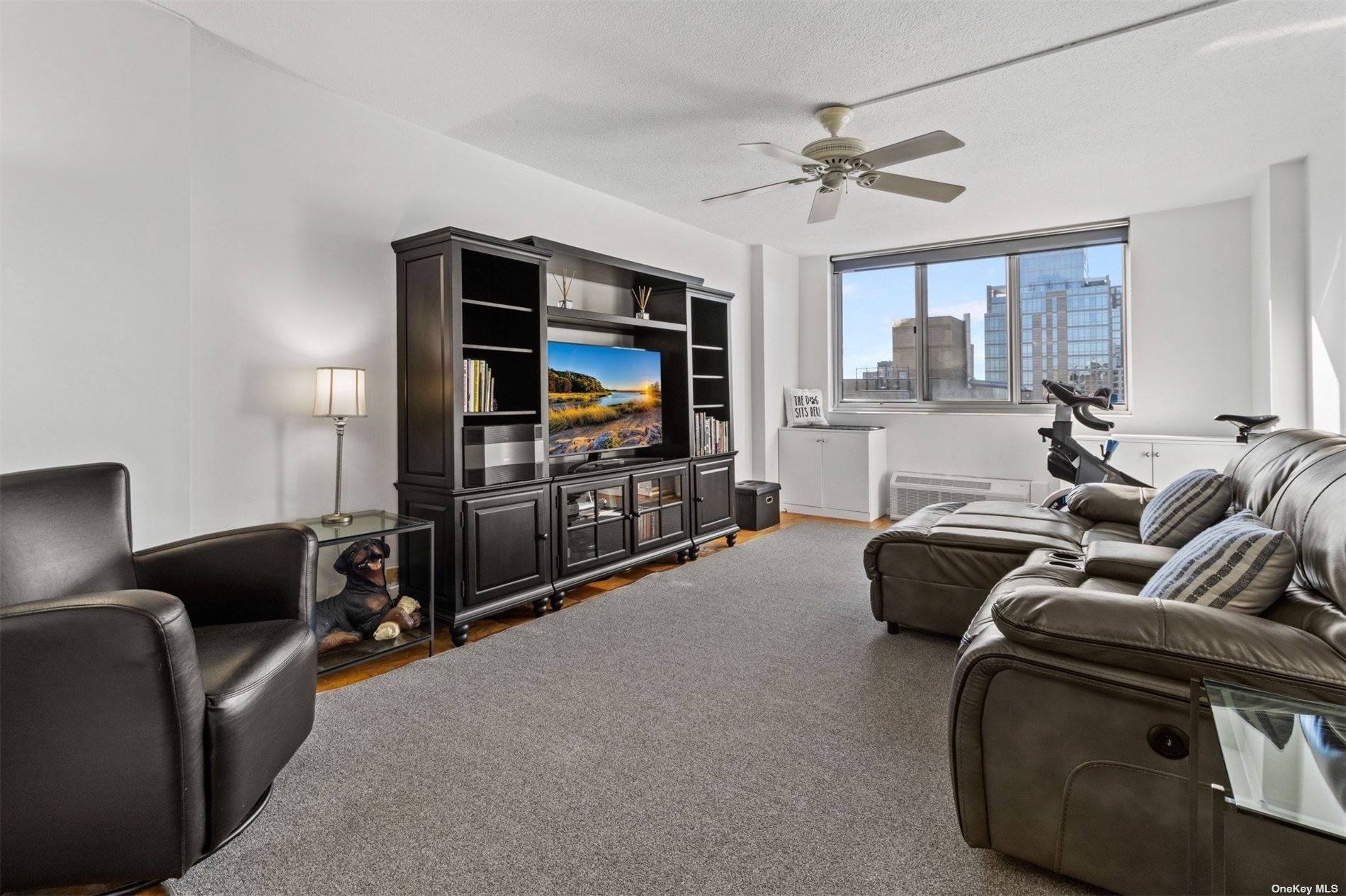 Top floor, sun drenched southern exposure with breathtaking skyline views to Midtown Manhattan.
