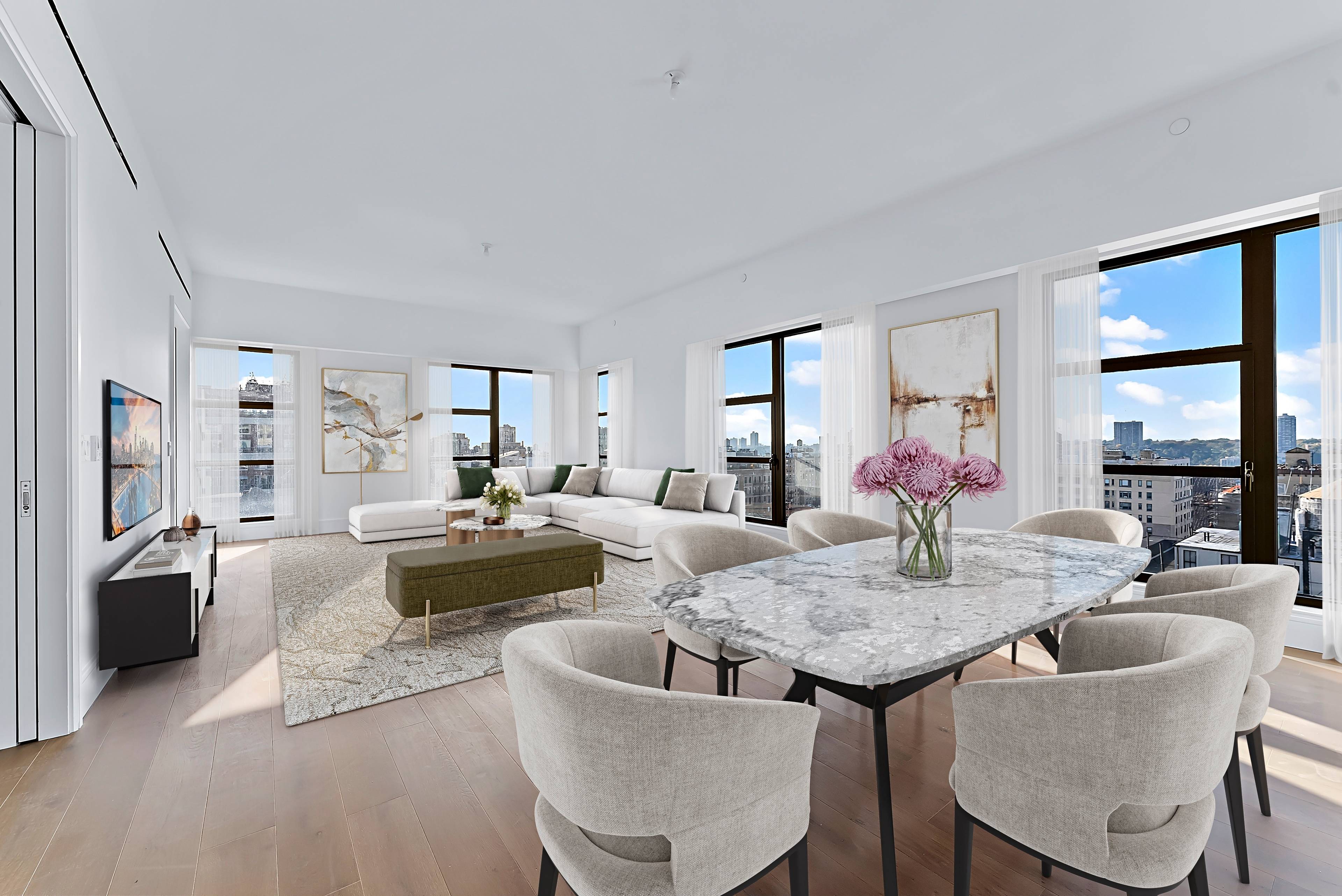 Enter this stunning 2, 457 sf 3 bedroom home with views facing south to the midtown skyline, west to the Hudson River and north to the George Washington Bridge and ...