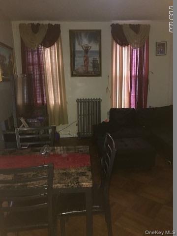 Dining room featuring radiator