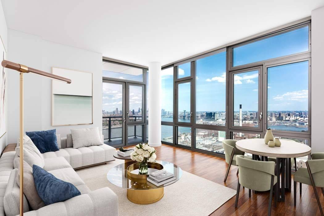 Live in the midst of completely mesmerizing high floor panoramic water and skyline views while enjoying private outdoor space and a host of building amenities in the heart of DUMBO.