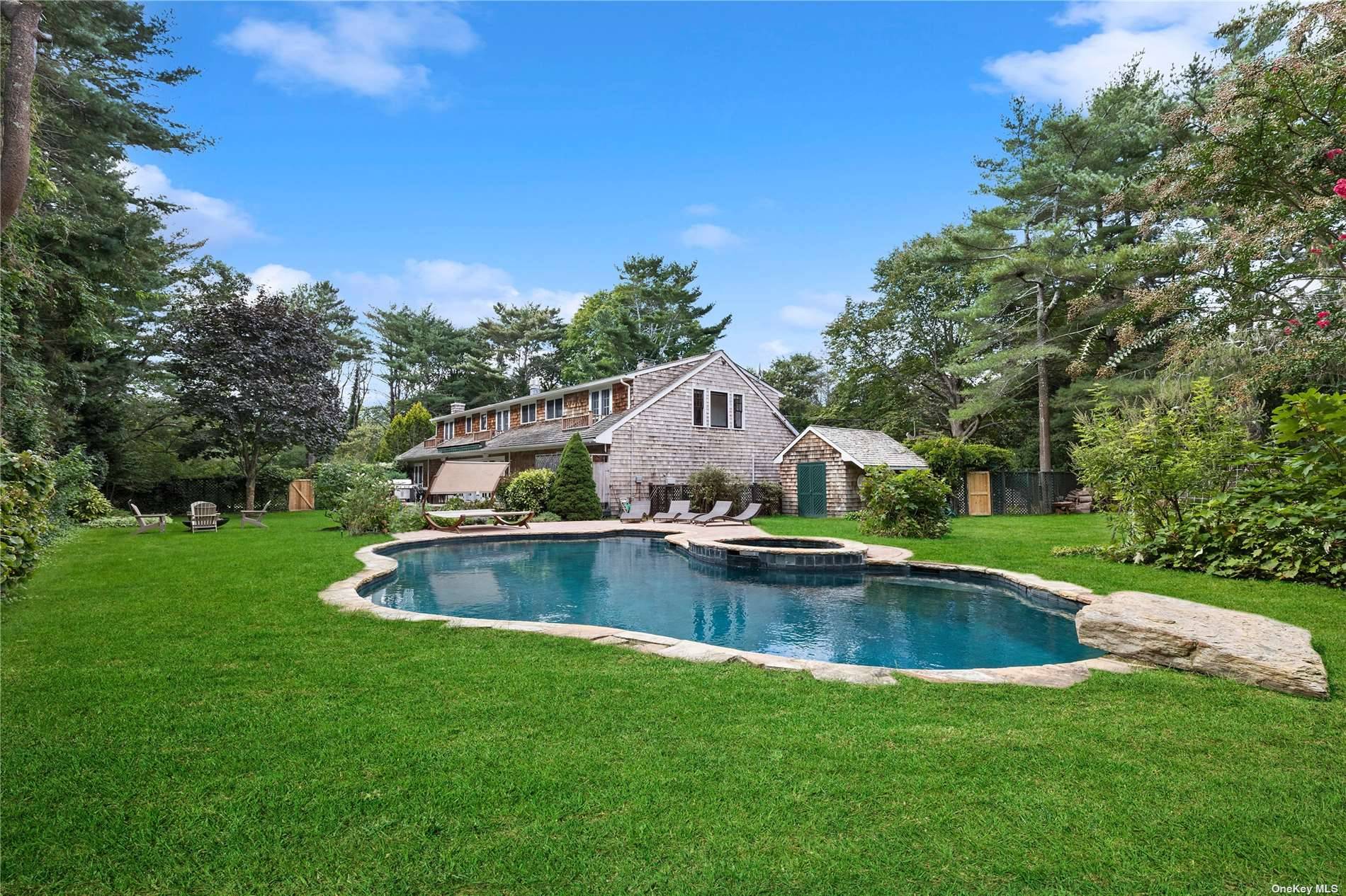 The privately secluded residence is located down a quiet country lane, just minutes from the newly transformed Westhampton Beach village and will absolutely blow you away.